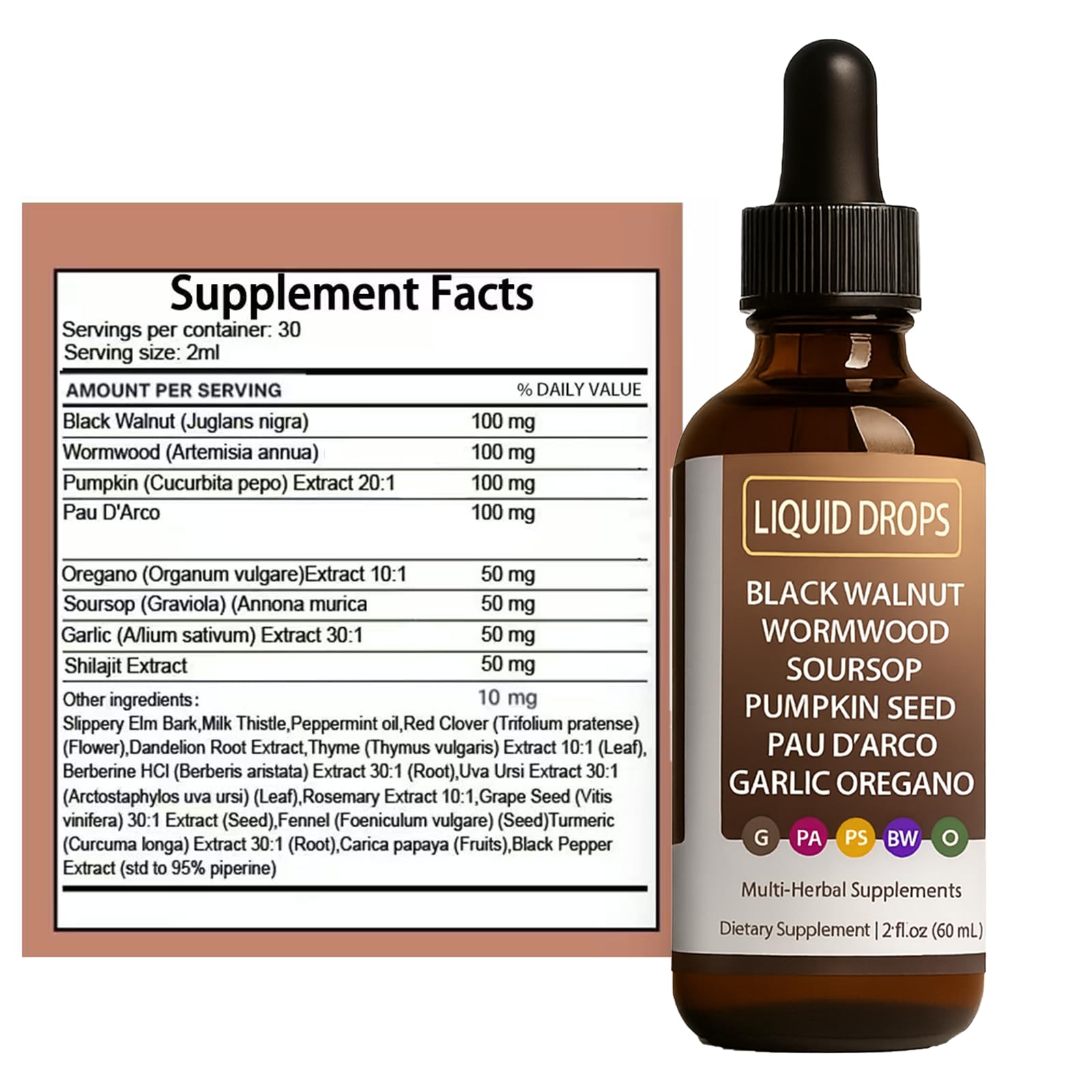 Back packaging of Luooin Vello Gut Cleanse Drops
