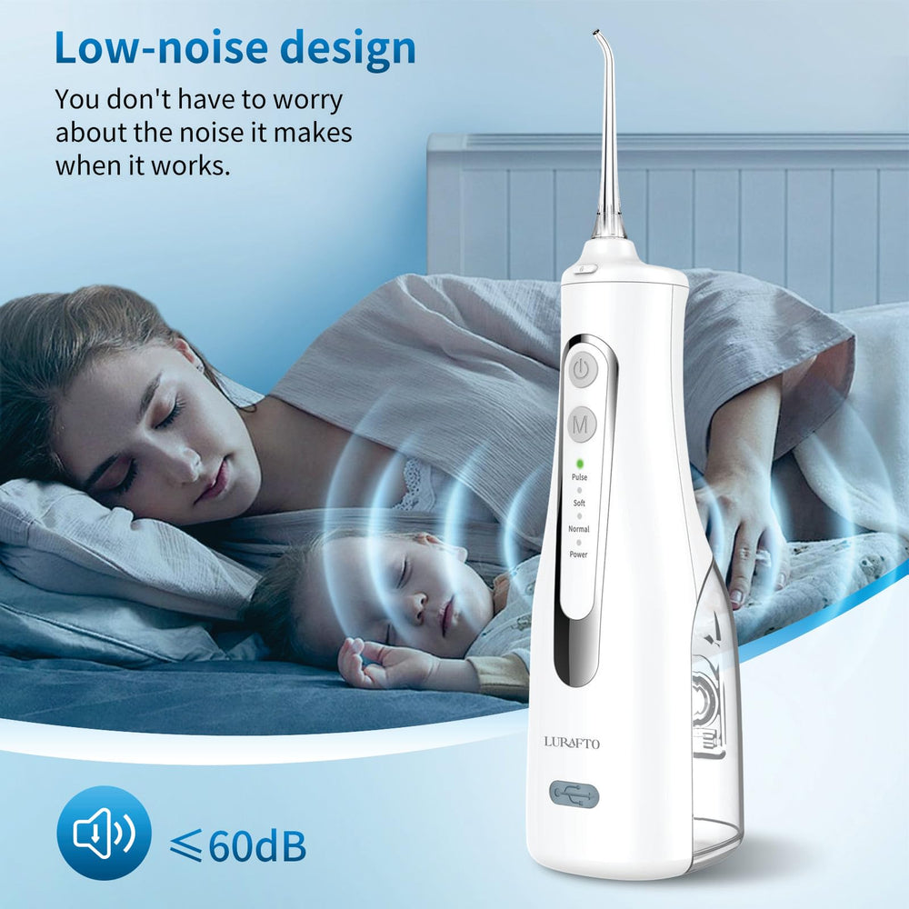 Person using the water flosser for gum massage and cleaning