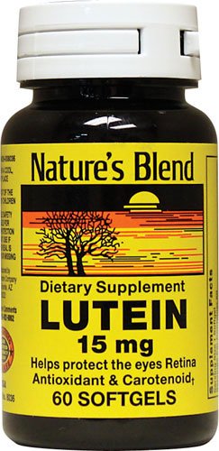 Lutein 15mg softgels bottle with label – close-up