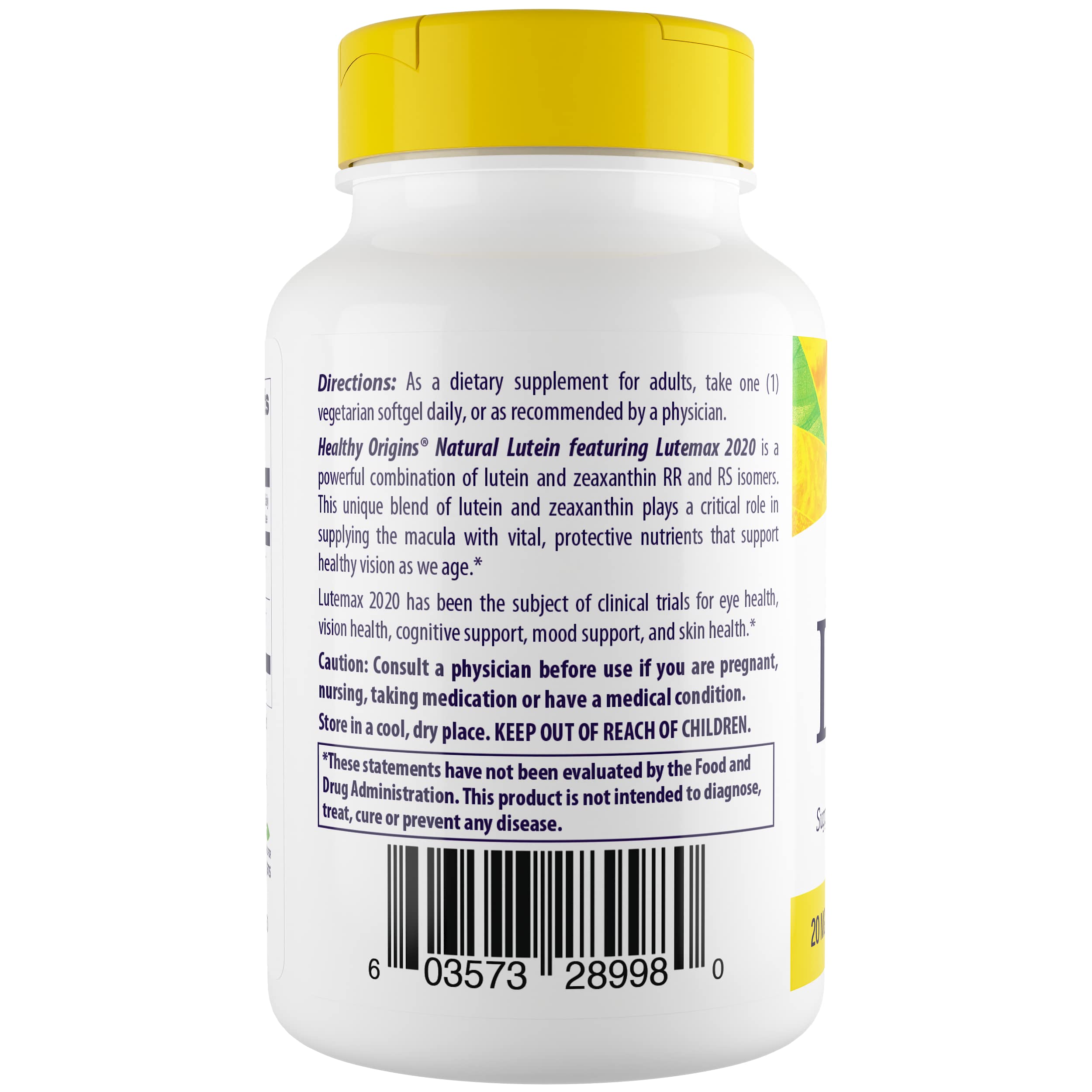 Lutein 20 mg Lutemax 2020 with Zeaxanthin capsules close-up
