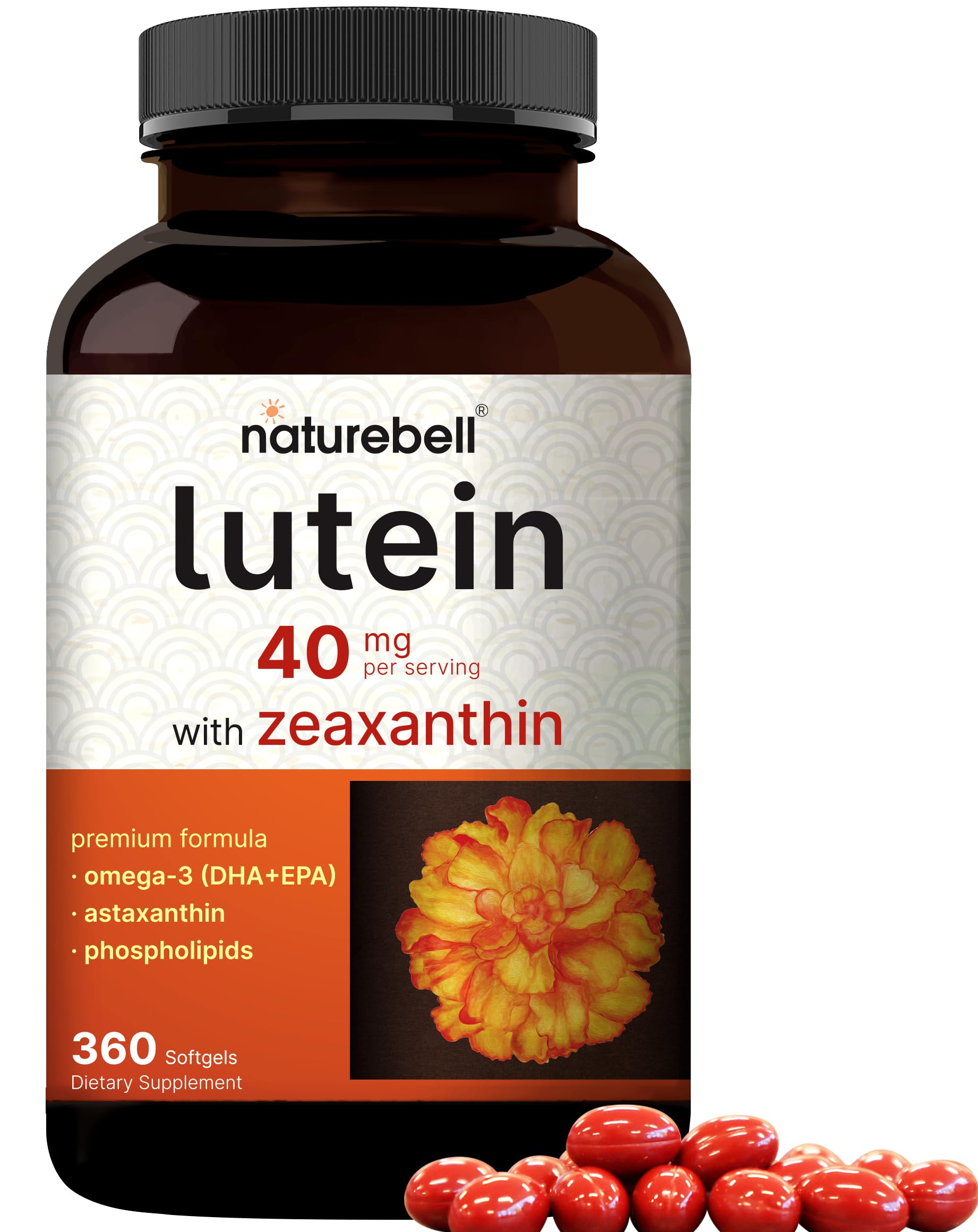 Product hero image: Lutein 40mg + Zeaxanthin 1,600mcg softgels