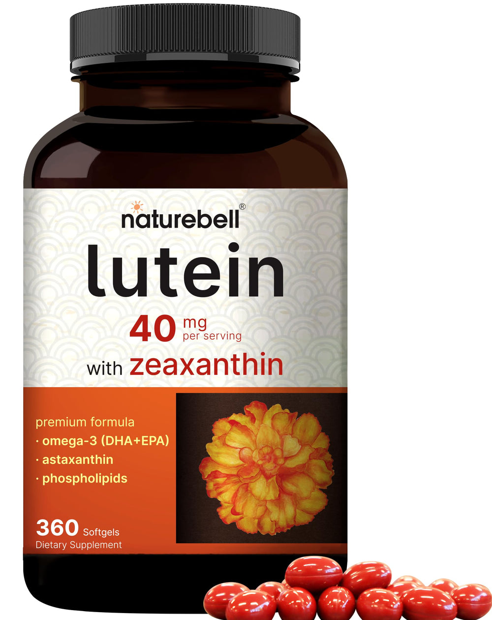 Product hero image: Lutein 40mg + Zeaxanthin 1,600mcg softgels