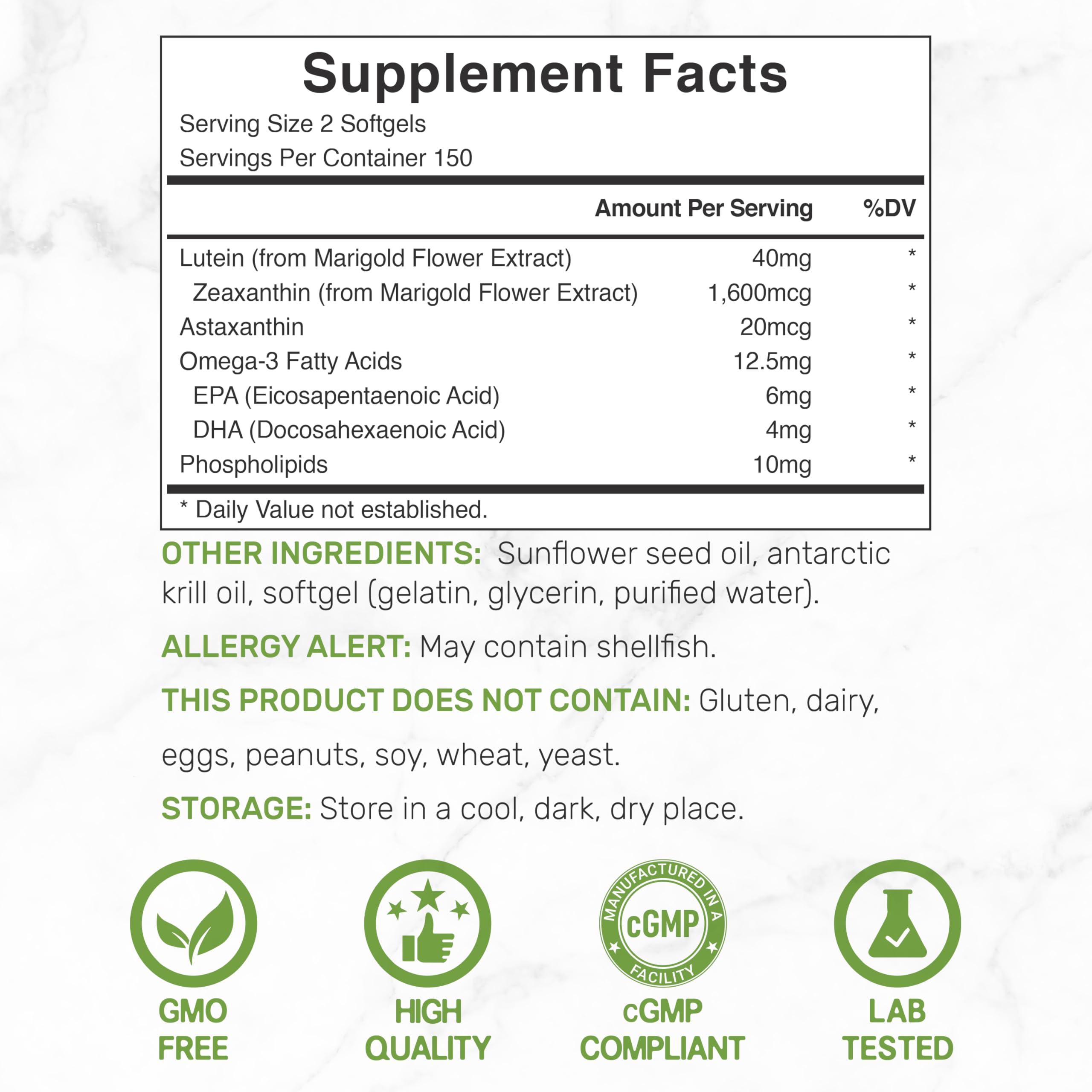 Back of bottle with supplement facts