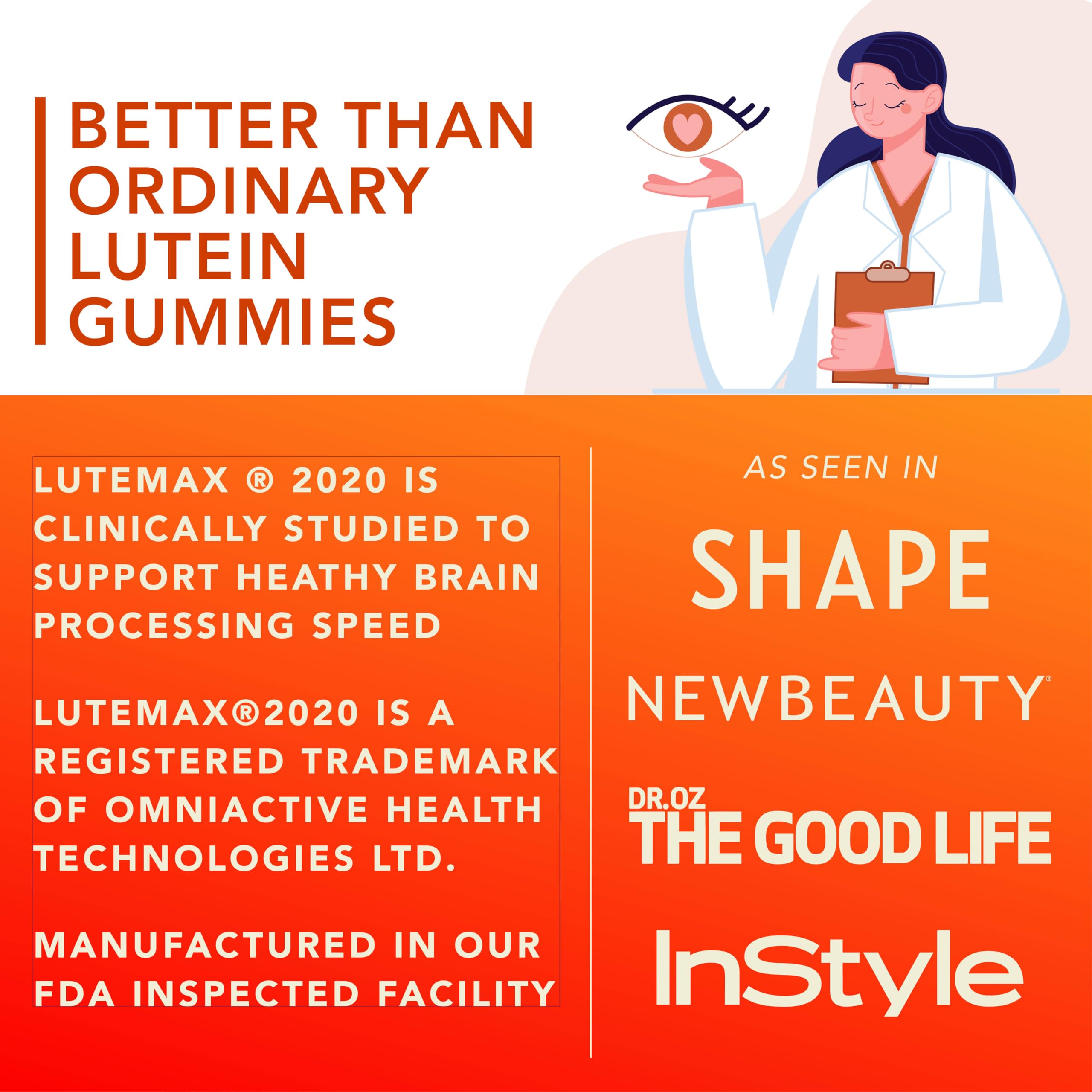 Vegan gluten-free eye health gummies on a white surface