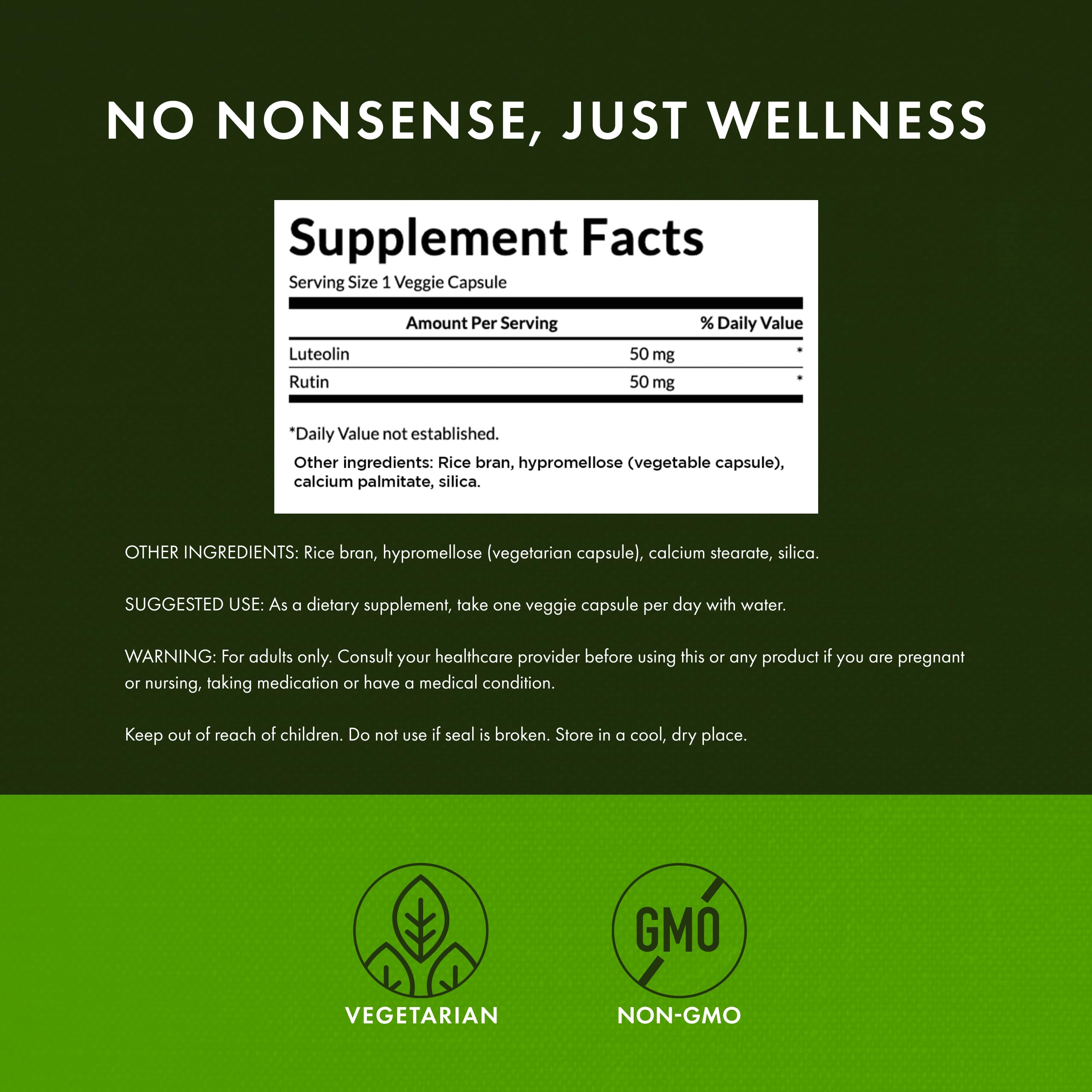 Luteolin and rutin bioflavonoids antioxidant formula