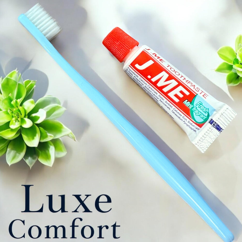 Travel-sized toothbrush included in Luxe Comfort Dental Kit