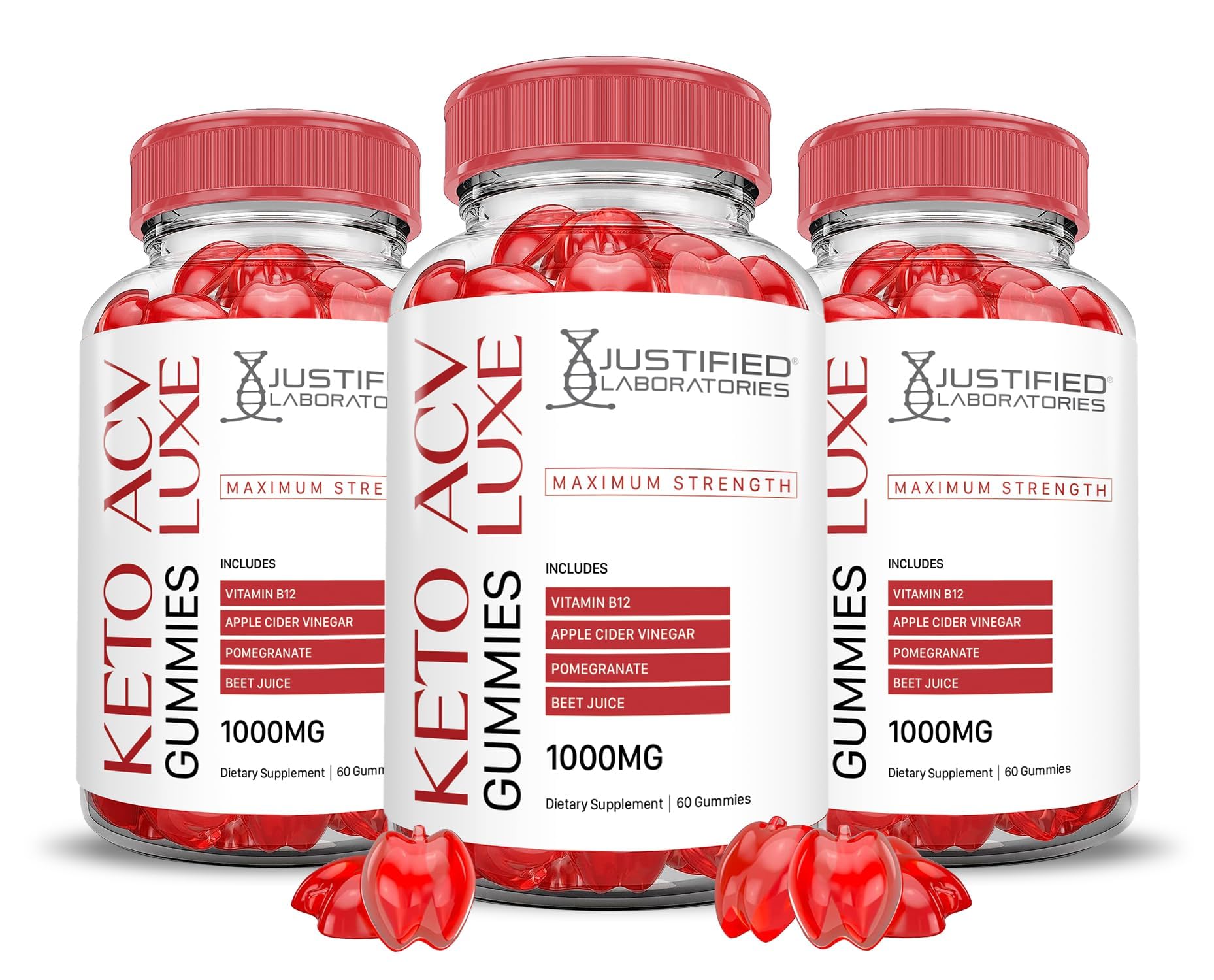 Front view of Luxe Keto ACV Gummies 3-pack
