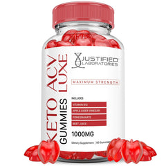 Bottle of Luxe Keto ACV Gummies with label visible