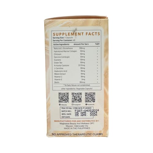 Five capsules displayed beside Luxe Skin bottle