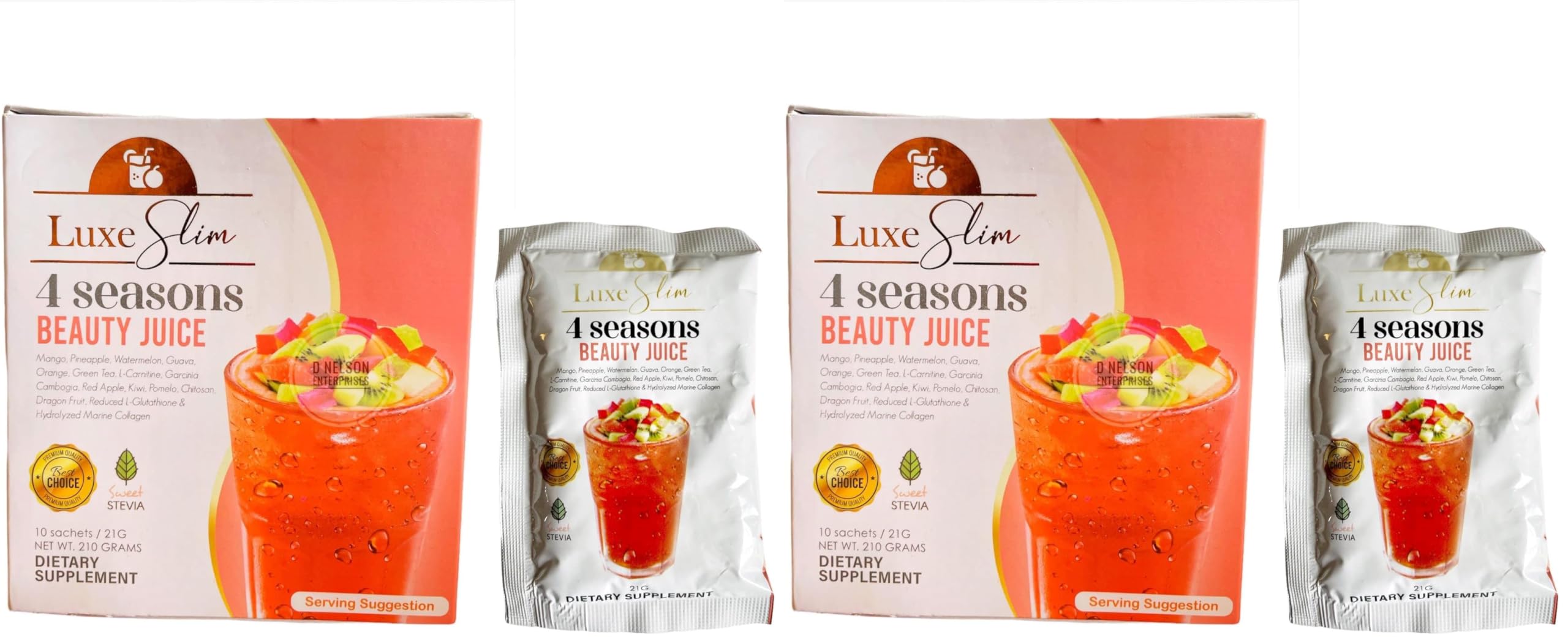 Luxe Slim 4 Seasons Beauty Juice sachets for a convenient daily beauty boost
