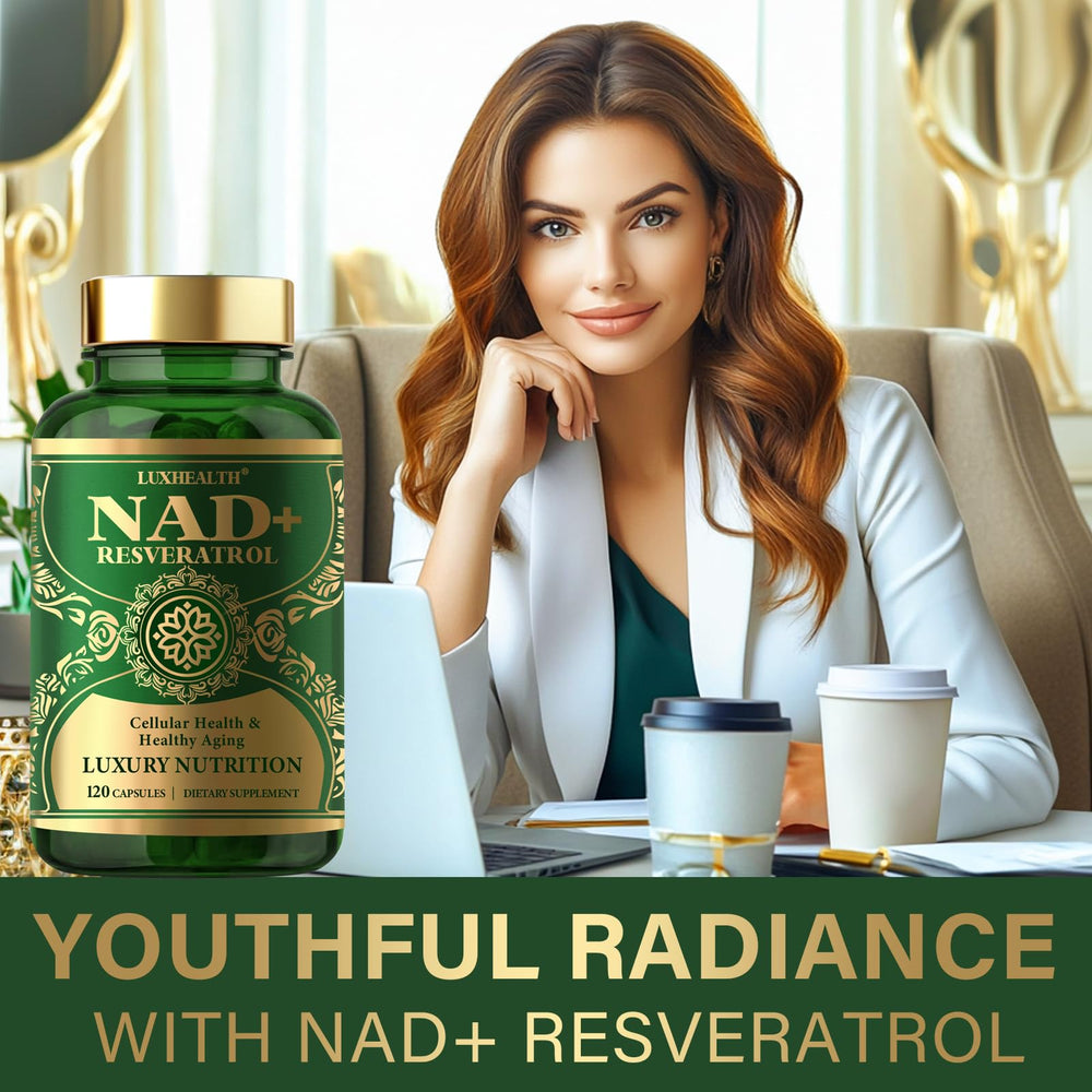 Close-up of NAD+ capsules showing size and color