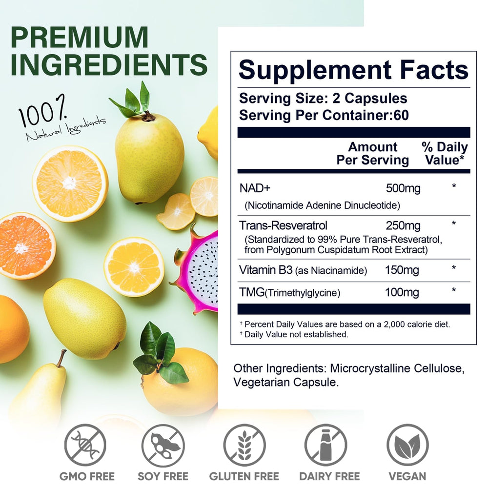 Graphic illustration of Trans-Resveratrol and TMG ingredients