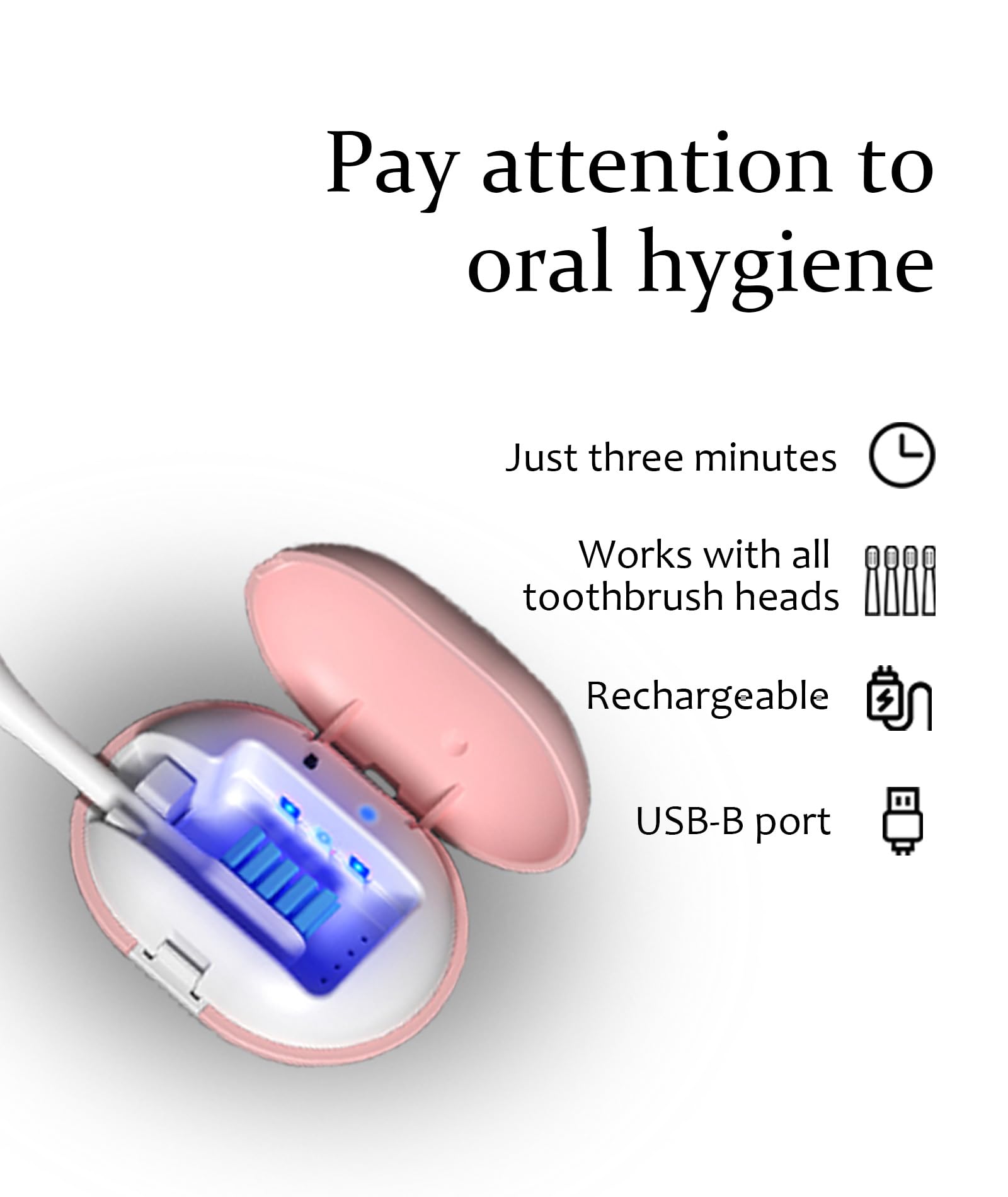 Adjustable silicone clip fits most electric and manual toothbrush heads