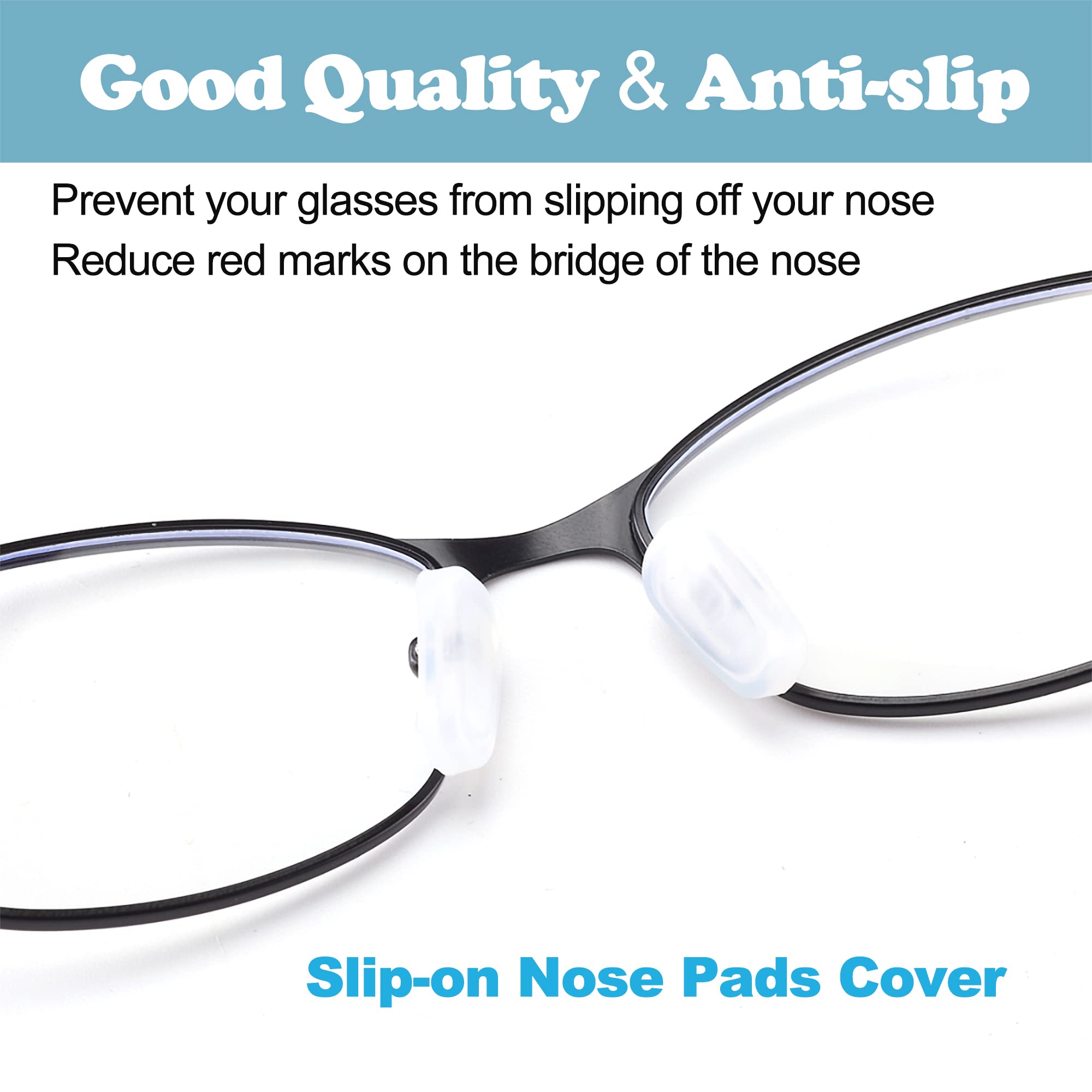 Close-up of anti-slip silicone nose pad covers for glasses