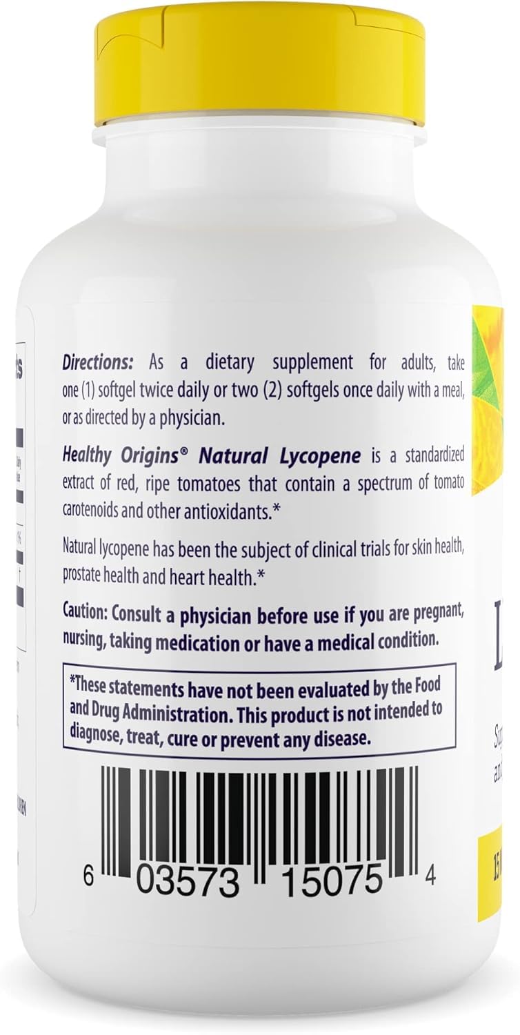 Close-up of lycopene 15 mg softgel capsules