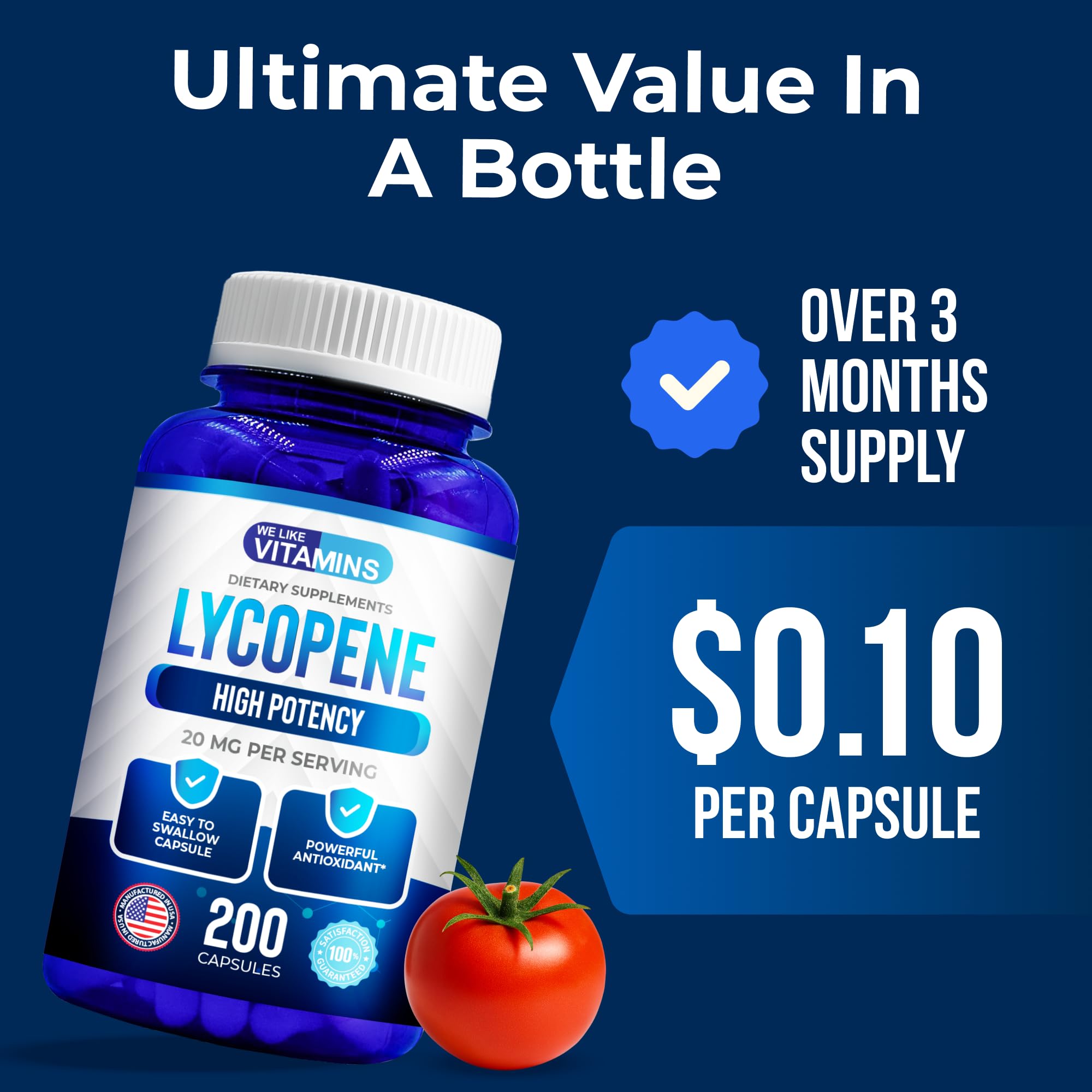 Powerful antioxidant lycopene capsules