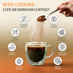 Decaf mushroom coffee designed for energy and focus
