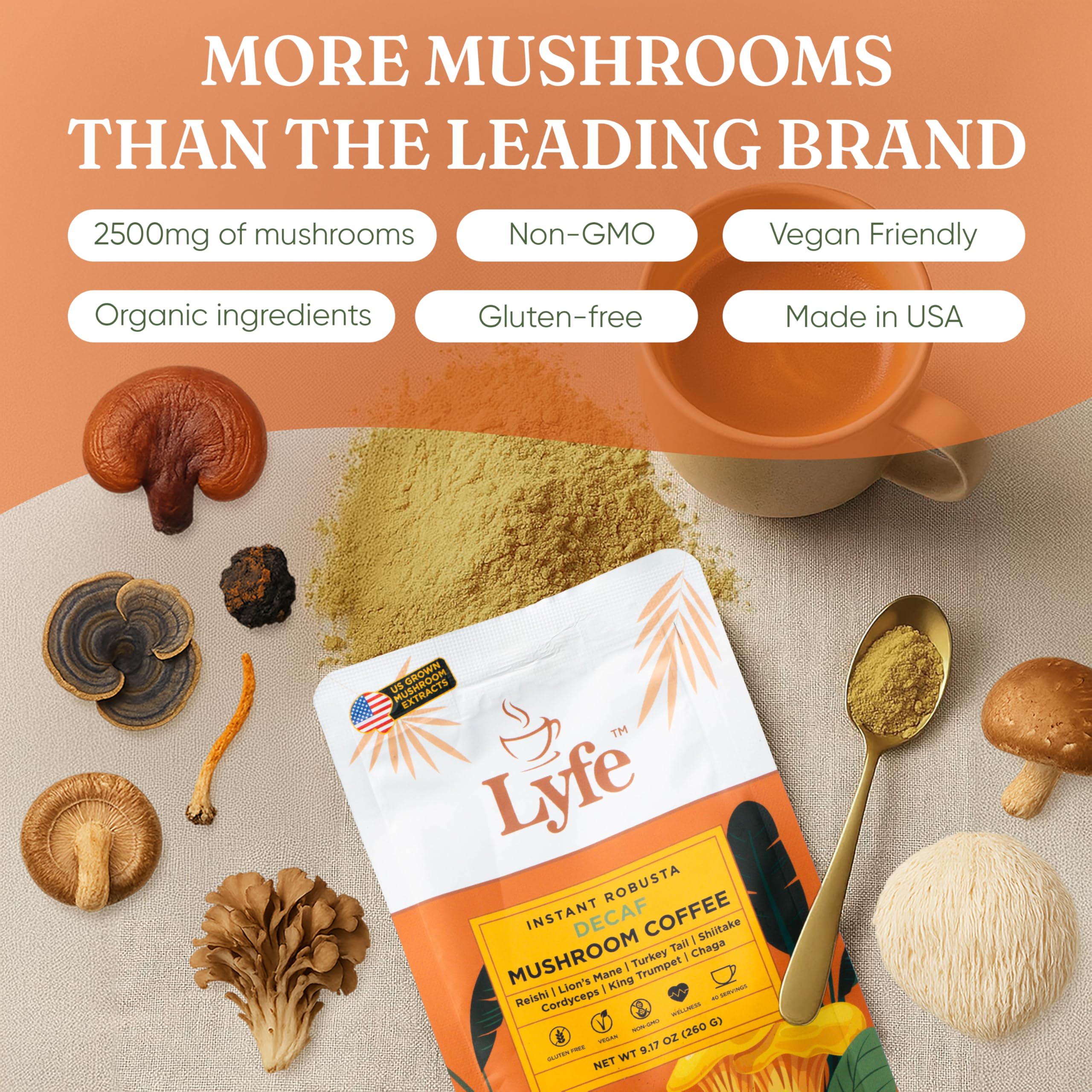 Mushroom coffee supporting immunity and gut health