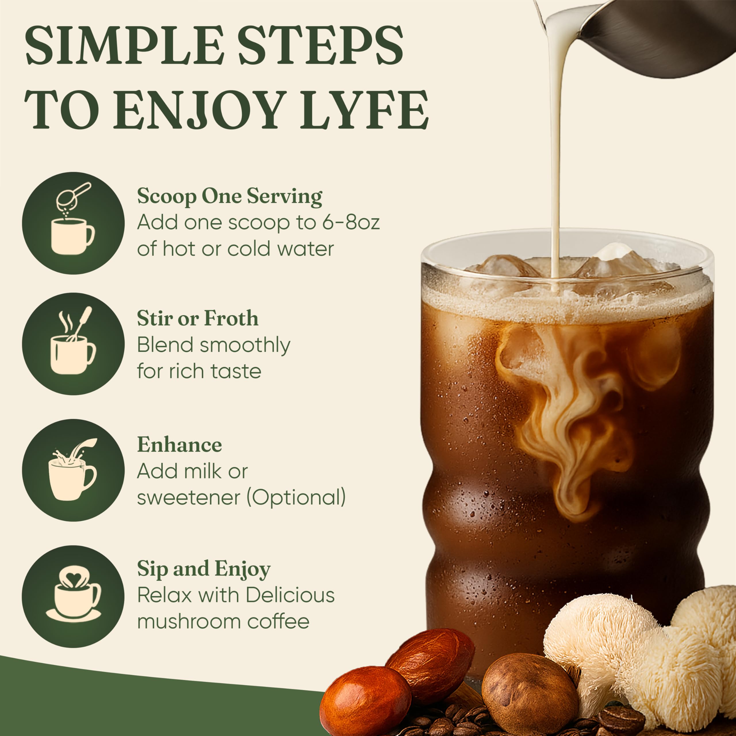 USA grown organic mushroom coffee ingredients