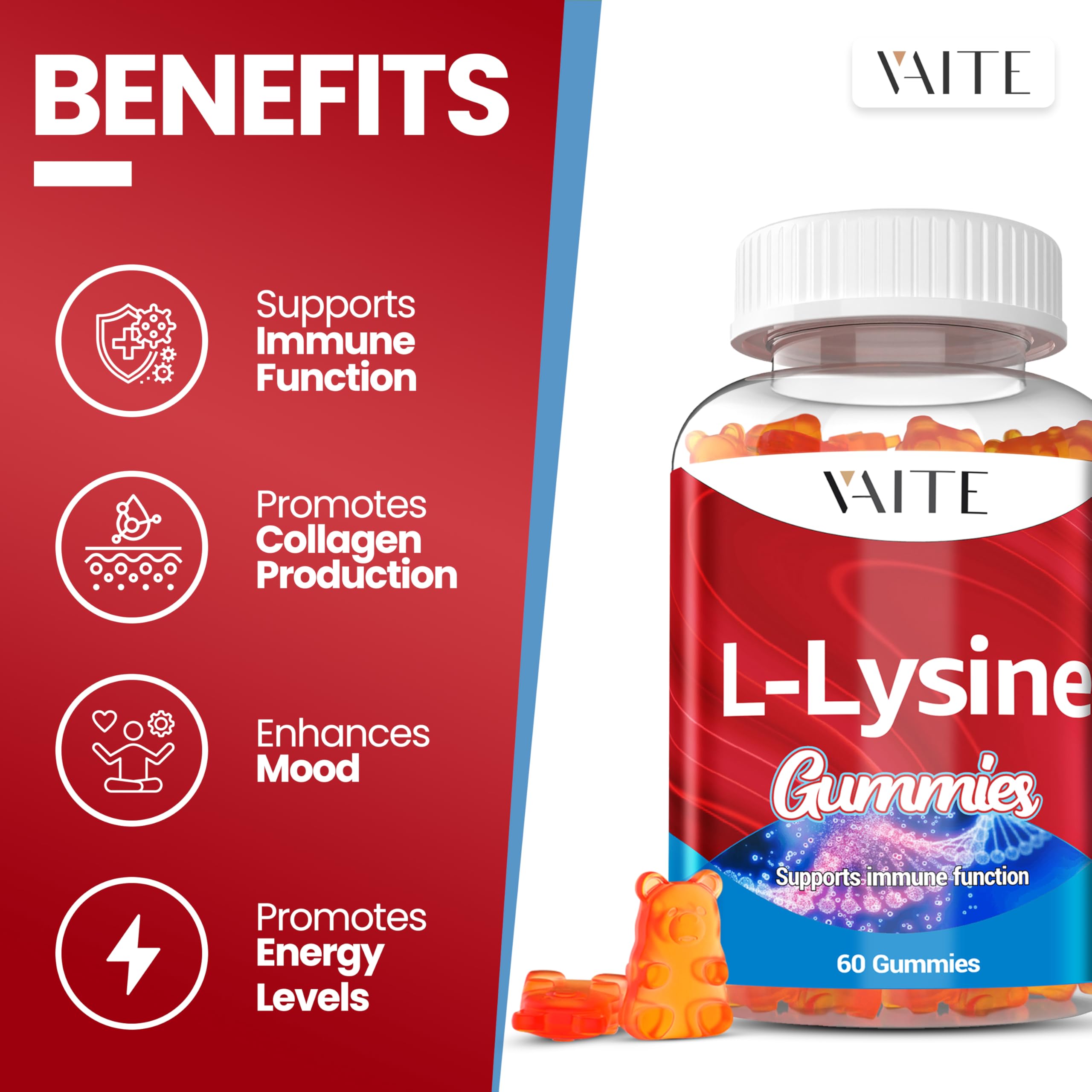 Close-up of L-Lysine 1000mg Gummies soft chews