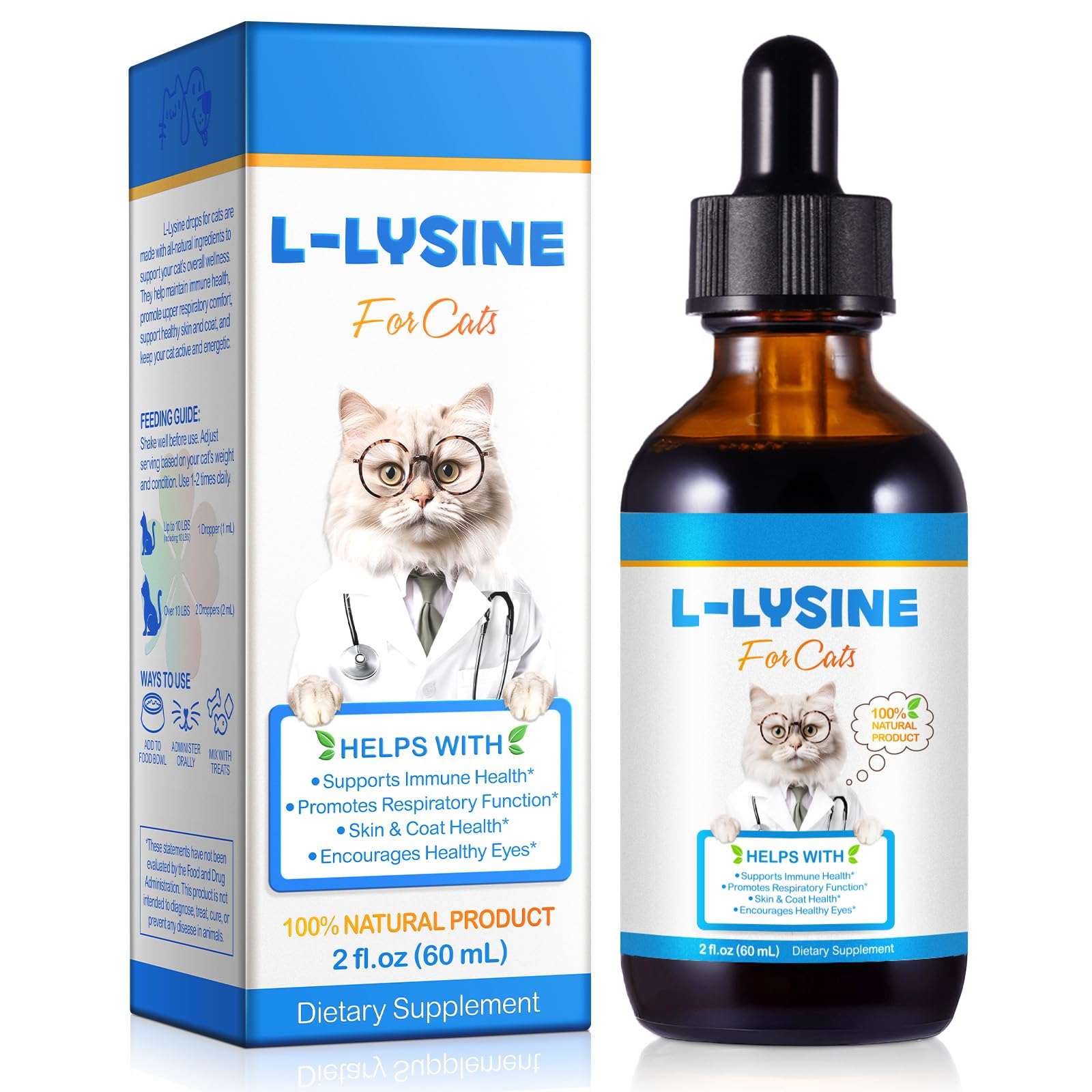 Liquid lysine supplement bottle for cats (60 ml)