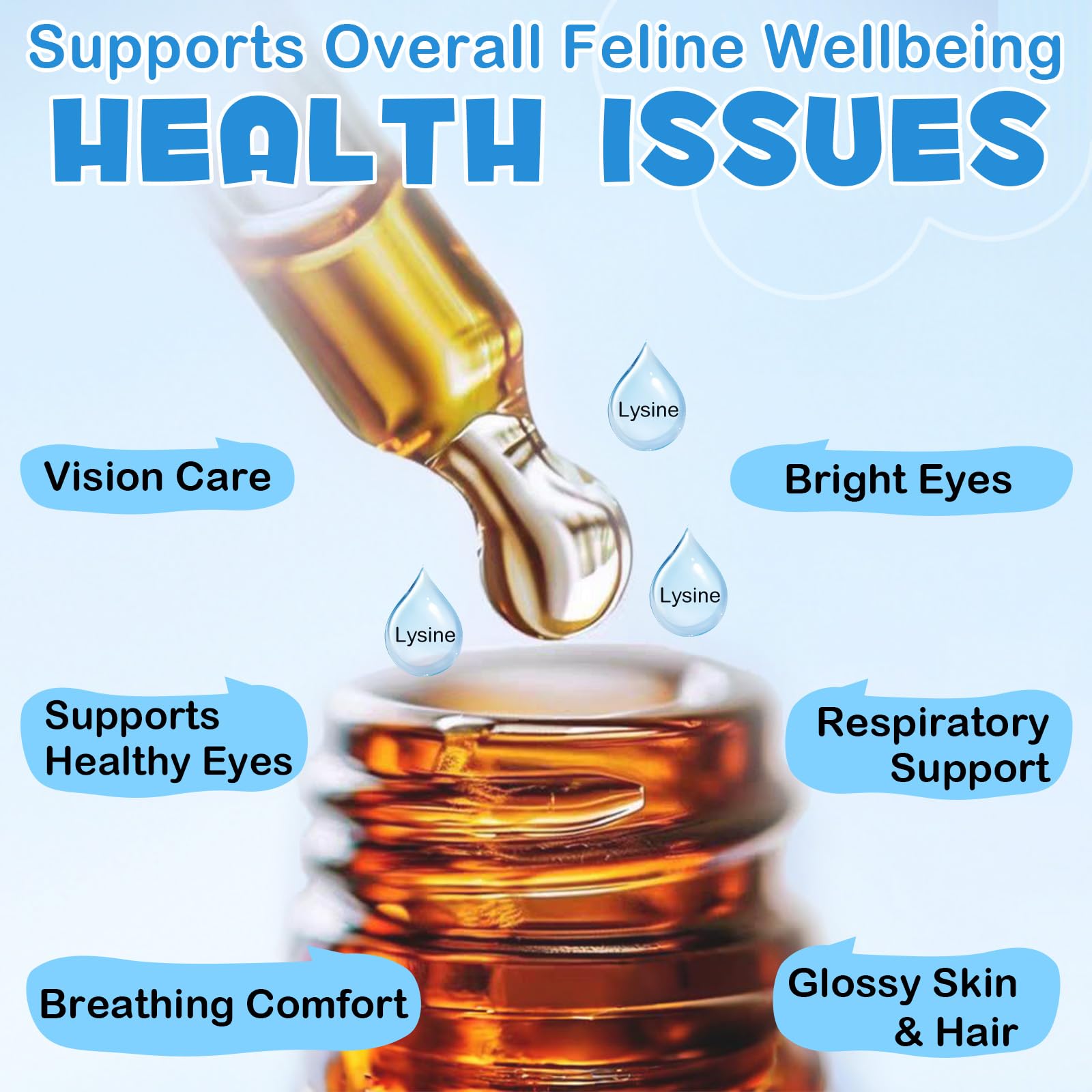 Lysine for cats bottle on kitchen counter