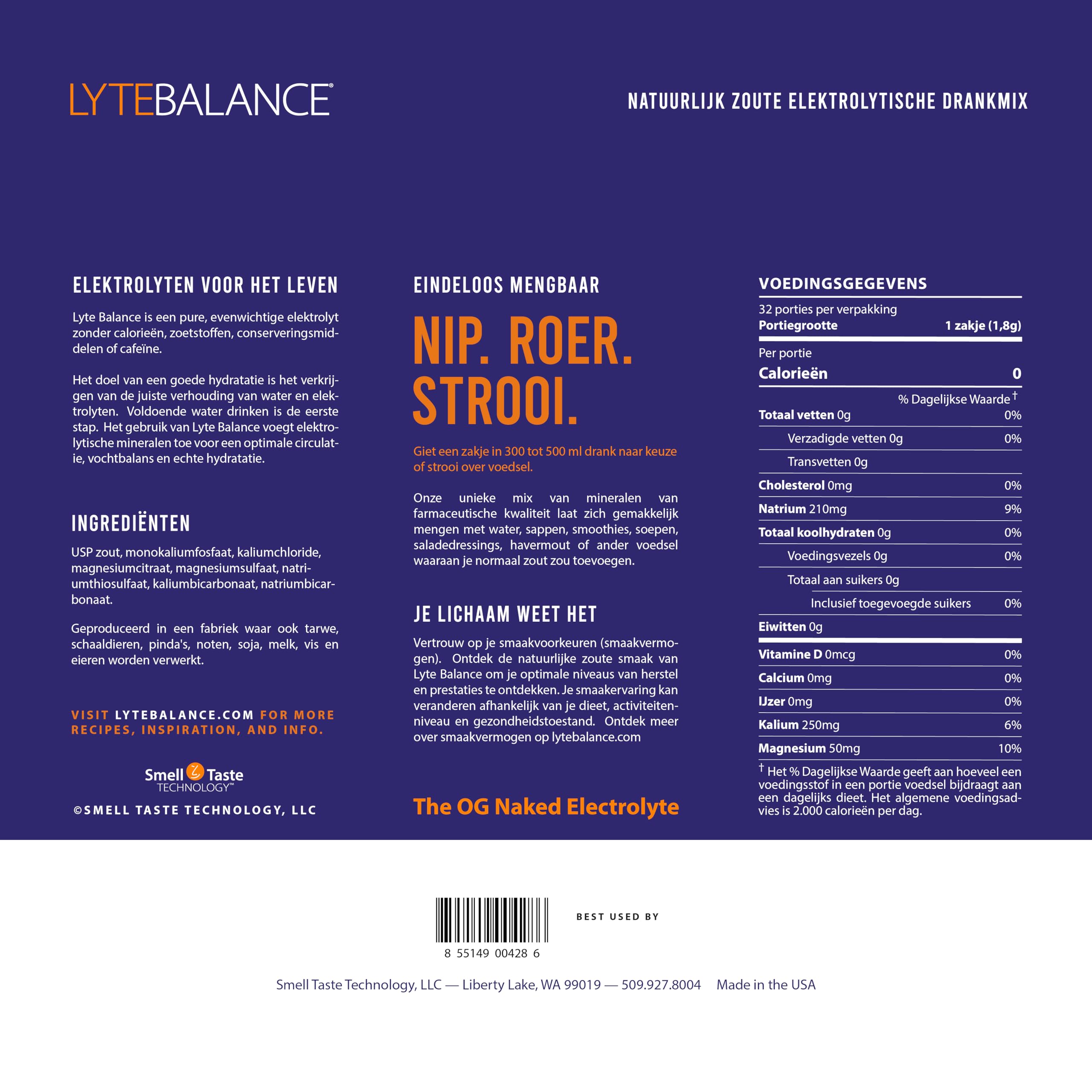 Lyte Balance label highlighting minerals for balanced hydration.