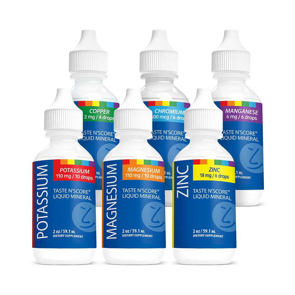Lyte Balance Taste N' Score mineral kit box with six 2 oz bottles