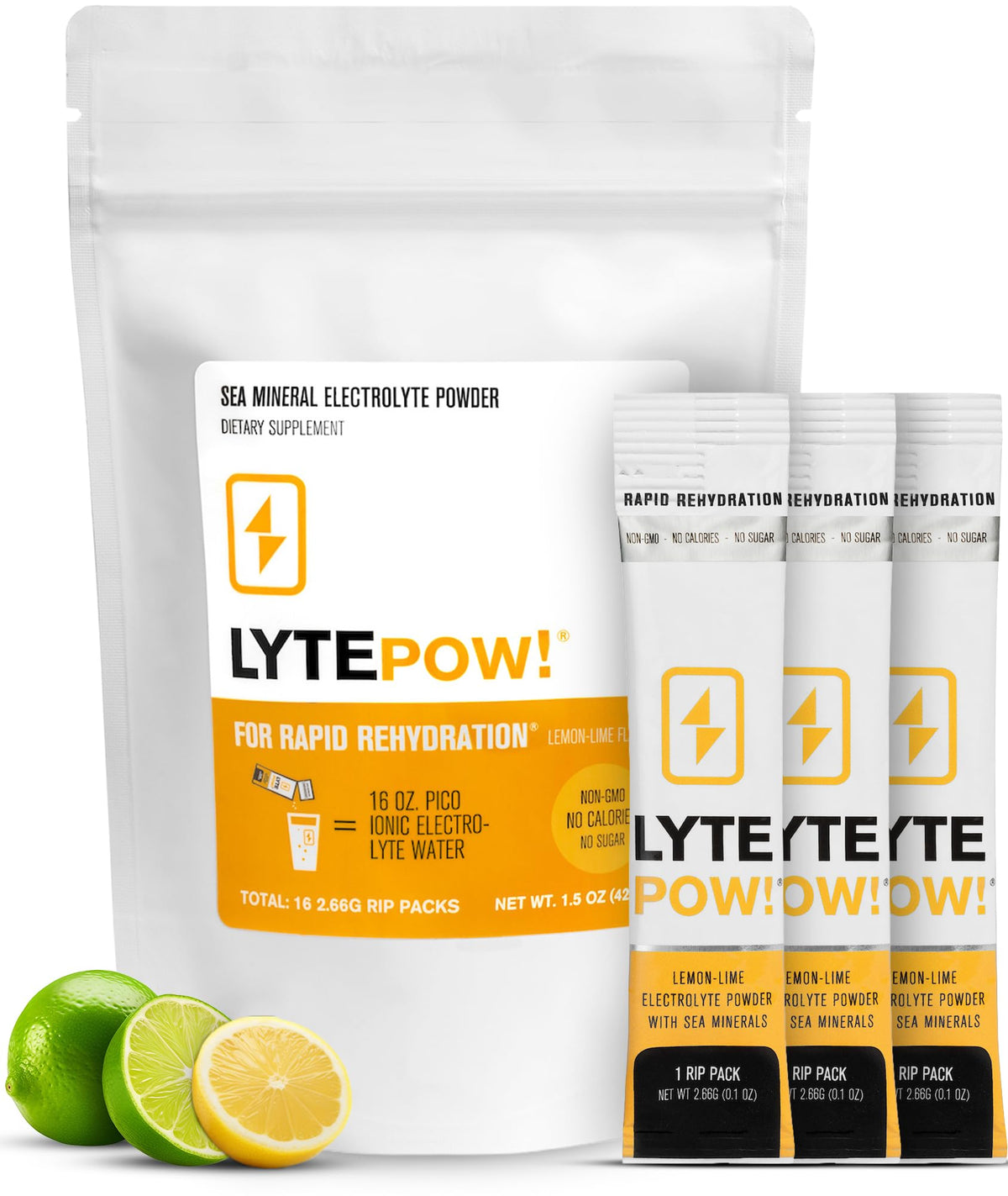 LytePow Electrolytes Lemon-Lime canister with sea minerals label