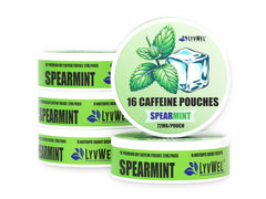 LyvWel 72mg caffeine energy pouch spearmint for discreet under-lip use.