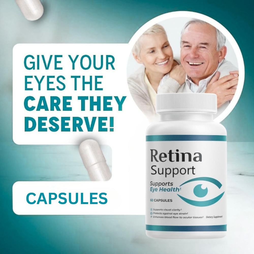 RetinaSupport supplement capsules arranged for display