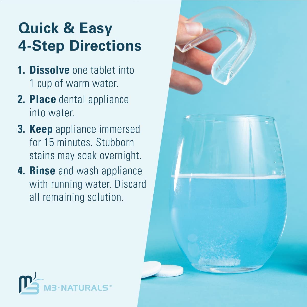 Easy-to-use cleaning tablet dissolving in water