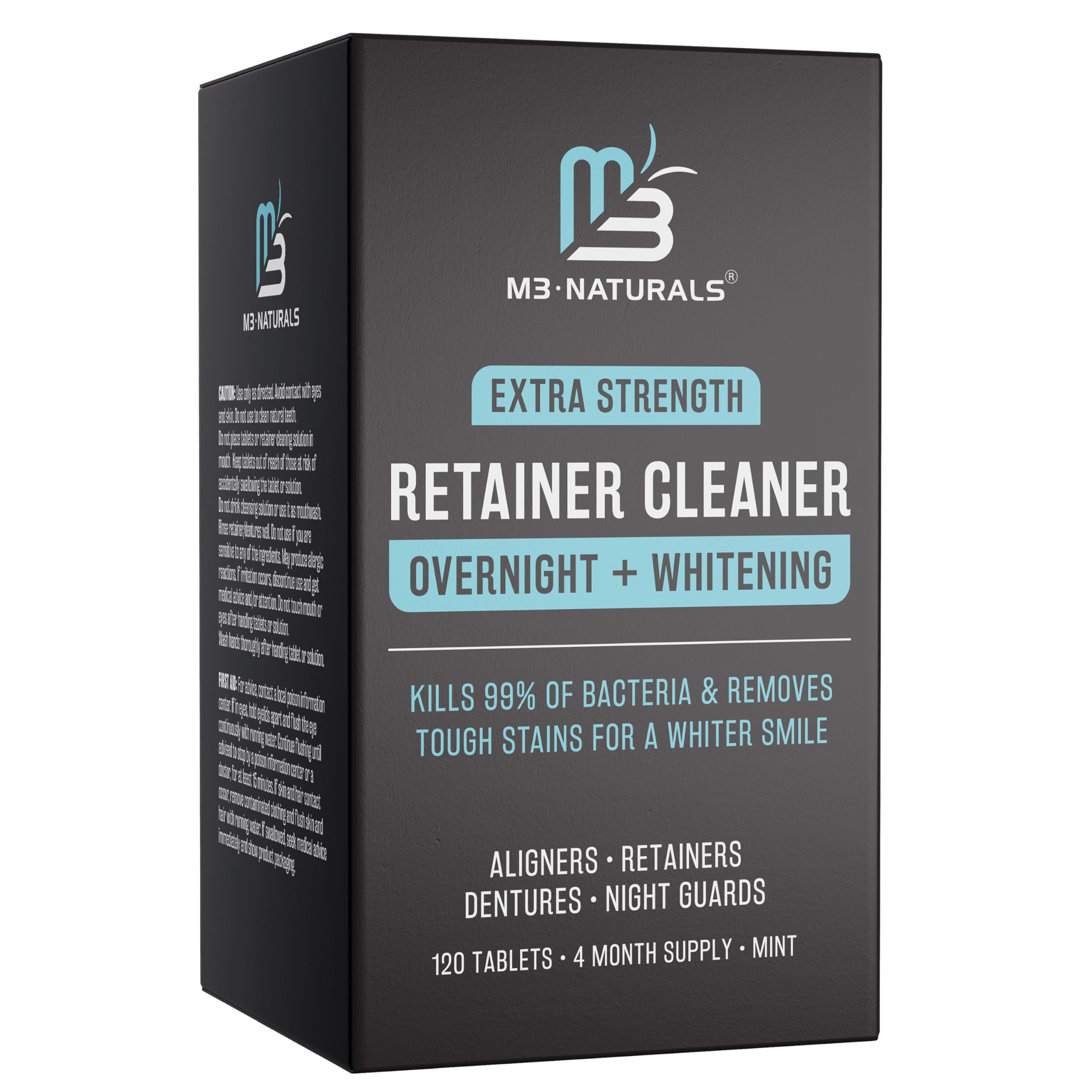 Box of M3 Naturals Overnight + Whitening Retainer Cleaner with 120 tablets