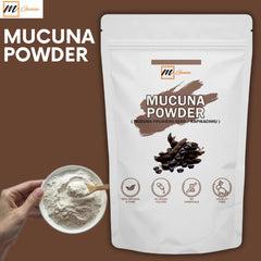 Close-up of fine-ground Mucuna Pruriens seeds powder texture