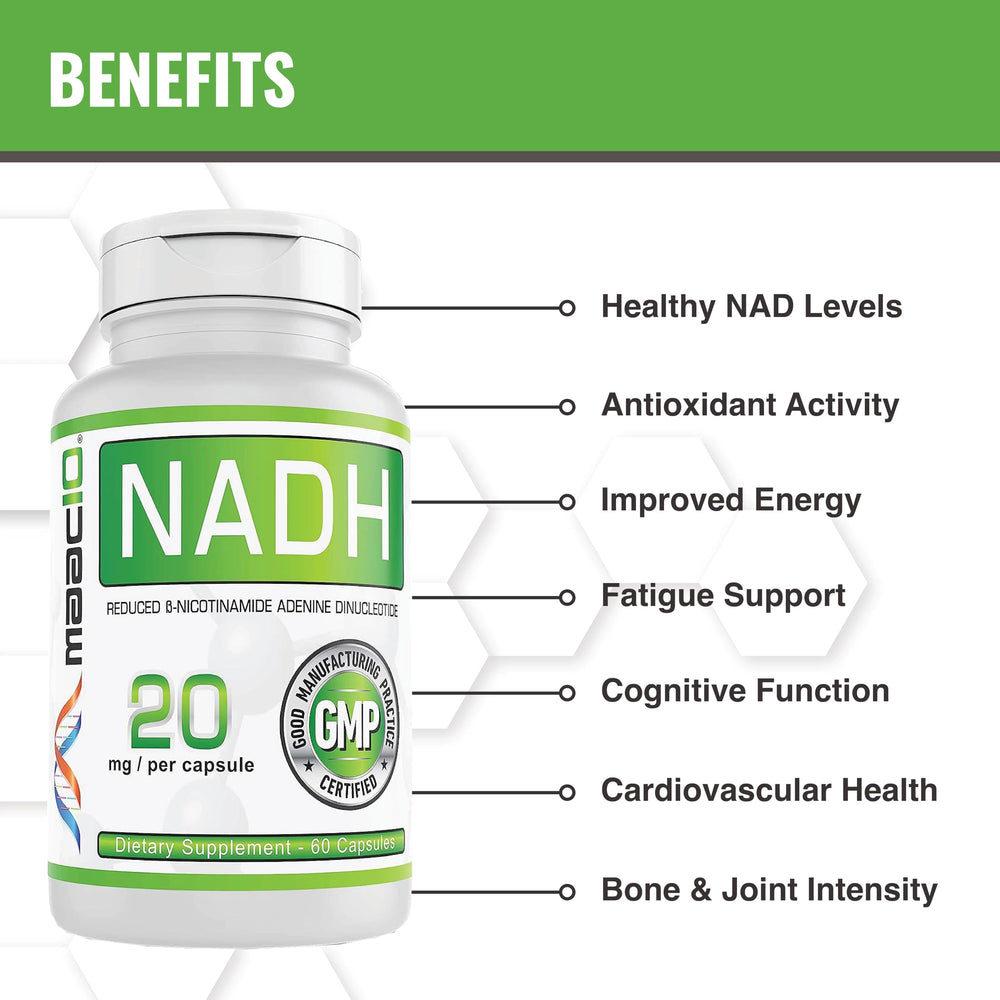 One MAAC10 NADH capsule provides energy during busy days and activities.