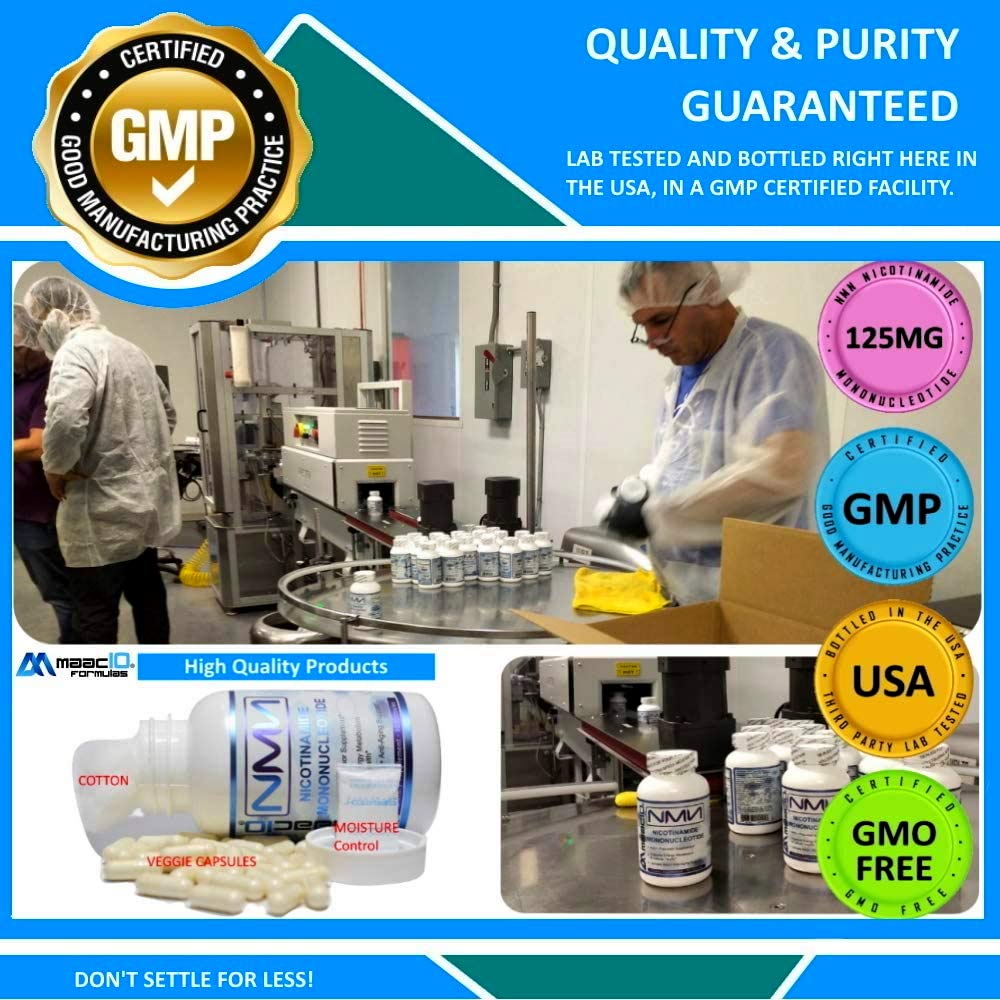 Label on Maac10 NMN bottle detailing product information