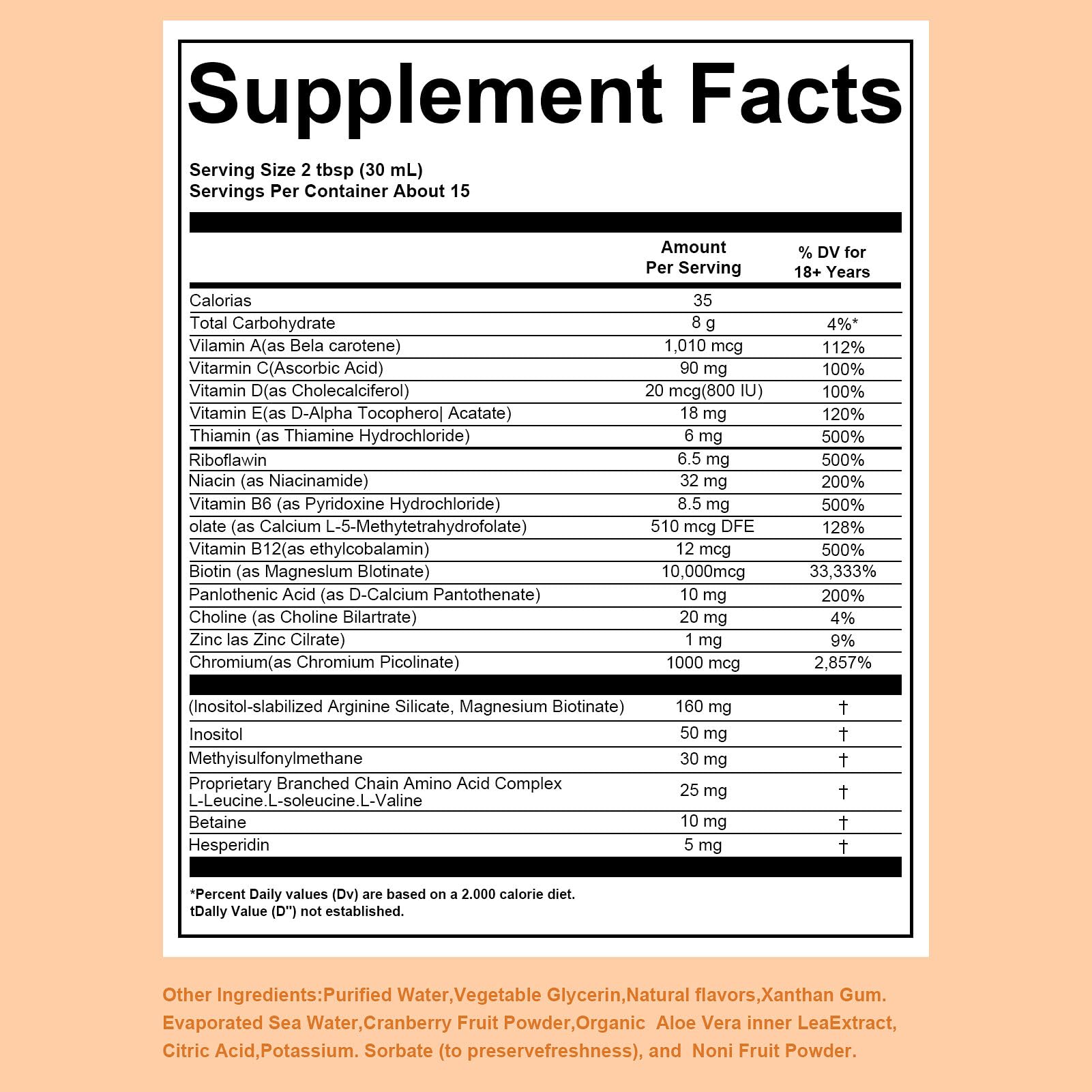 Close-up of Biotin 10000 mcg label on bottle