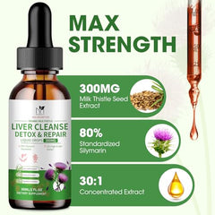 Two MABEFY milk thistle liquid drops bottles with packaging