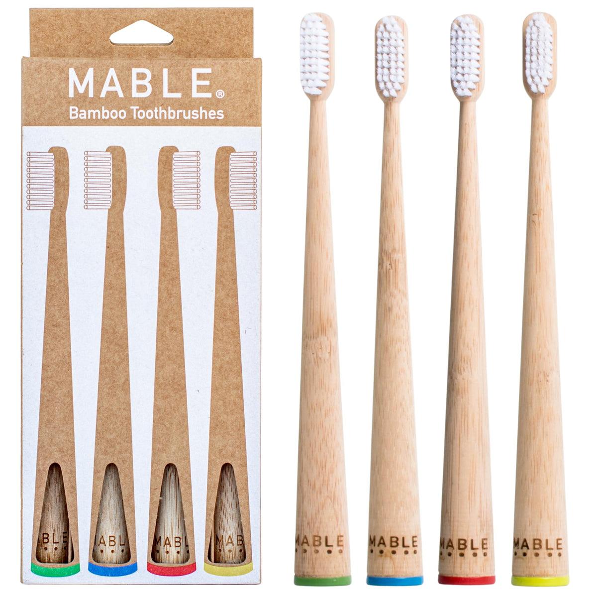 MABLE bamboo toothbrush for adults with soft bristles in a 2-pack