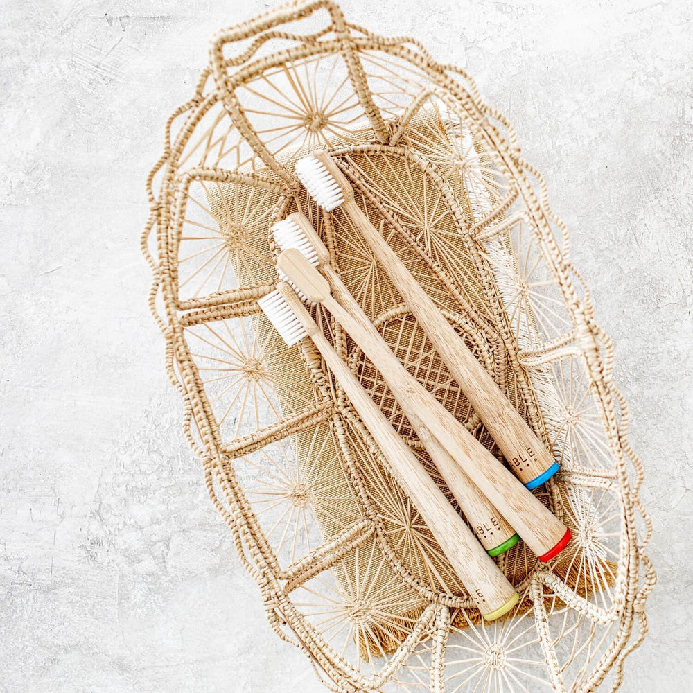 Soft or medium BPA-free bristles on a bamboo toothbrush for sensitive teeth