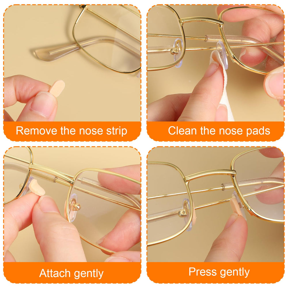 Packaging showing 96 pairs of EVA foam eye glass nose pads (24 sheets per style)