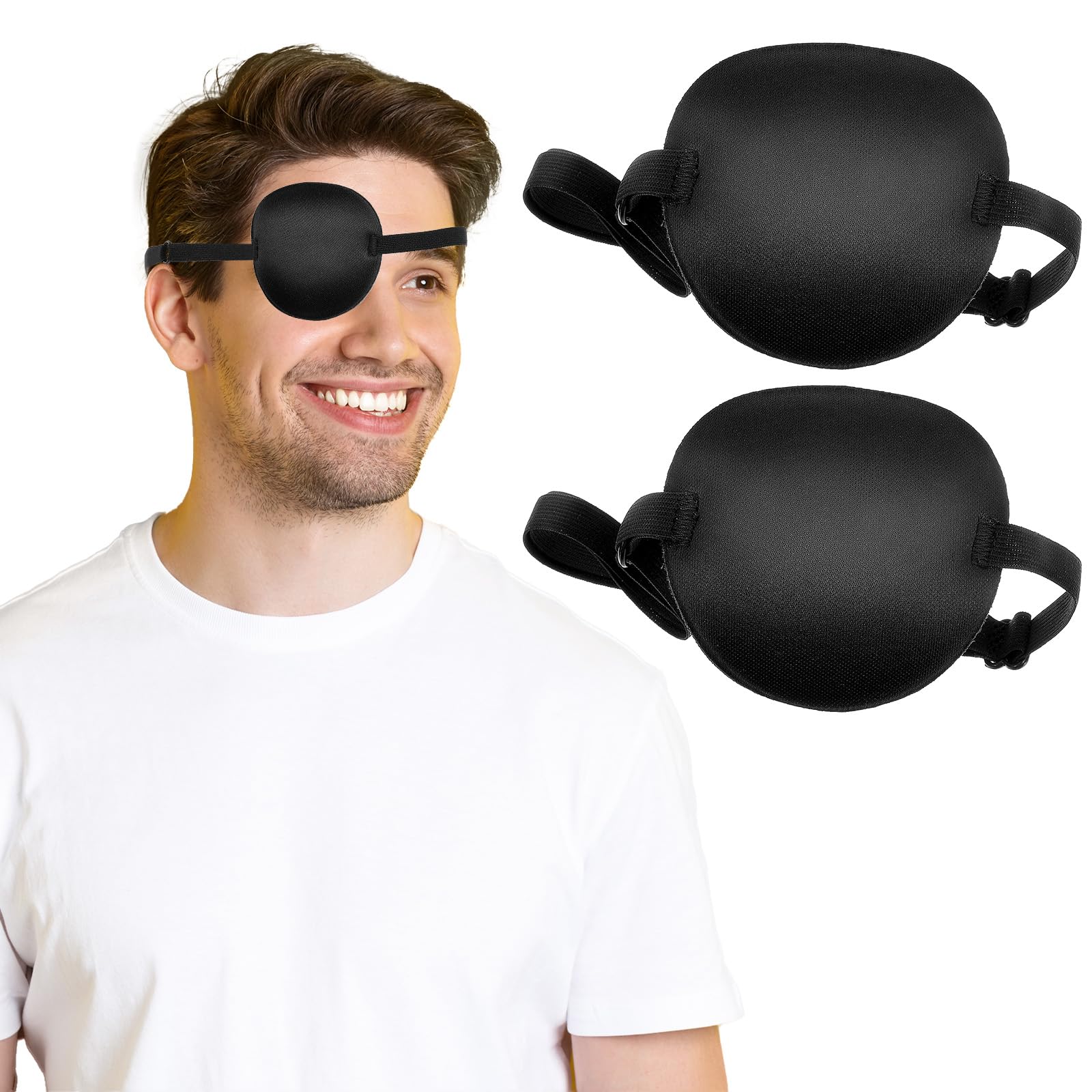 Mabor 2 Pcs Eye Patches Black for adults with adjustable strap