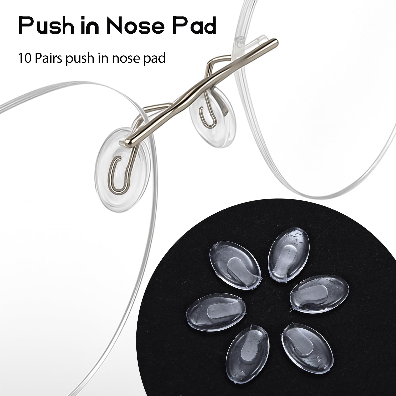 Pack of 10 pairs of silicone nose pads for eyewear