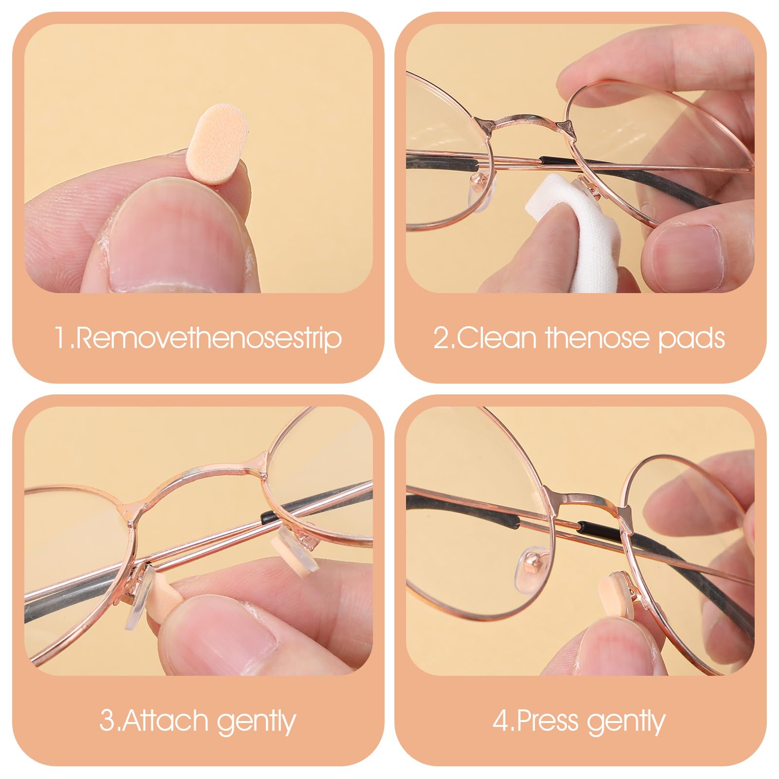 Applying adhesive nose pads to eyewear for anti-slip grip