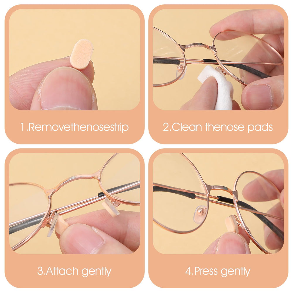 Applying adhesive nose pads to eyewear for anti-slip grip