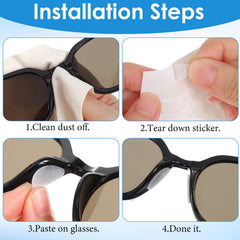 Nose pads applied to eyeglasses demonstrating anti-slip grip