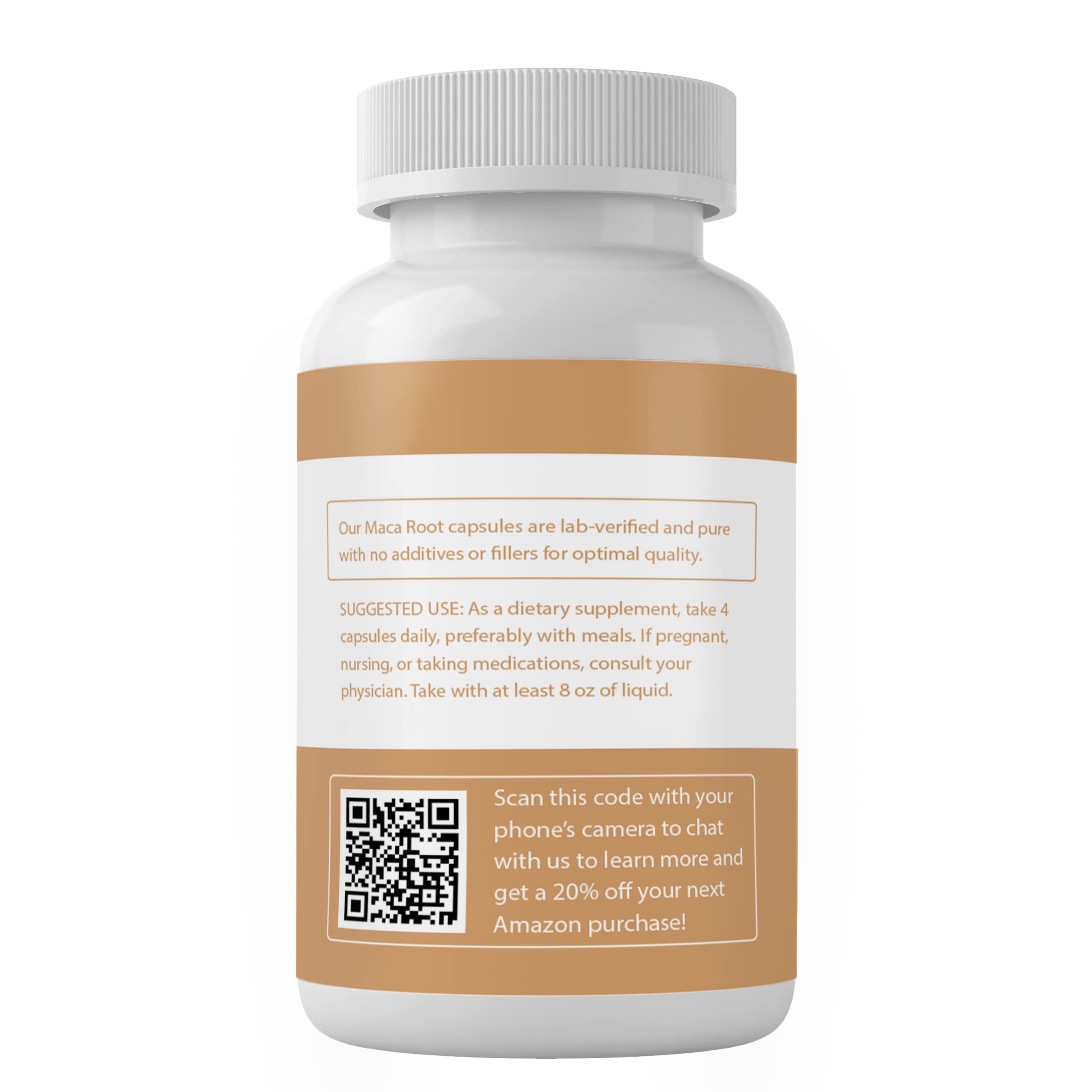 Back/label of Maca Root Capsules bottle