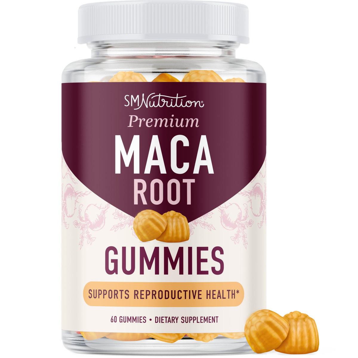 Maca Root Gummies Peach Flavor bottle label