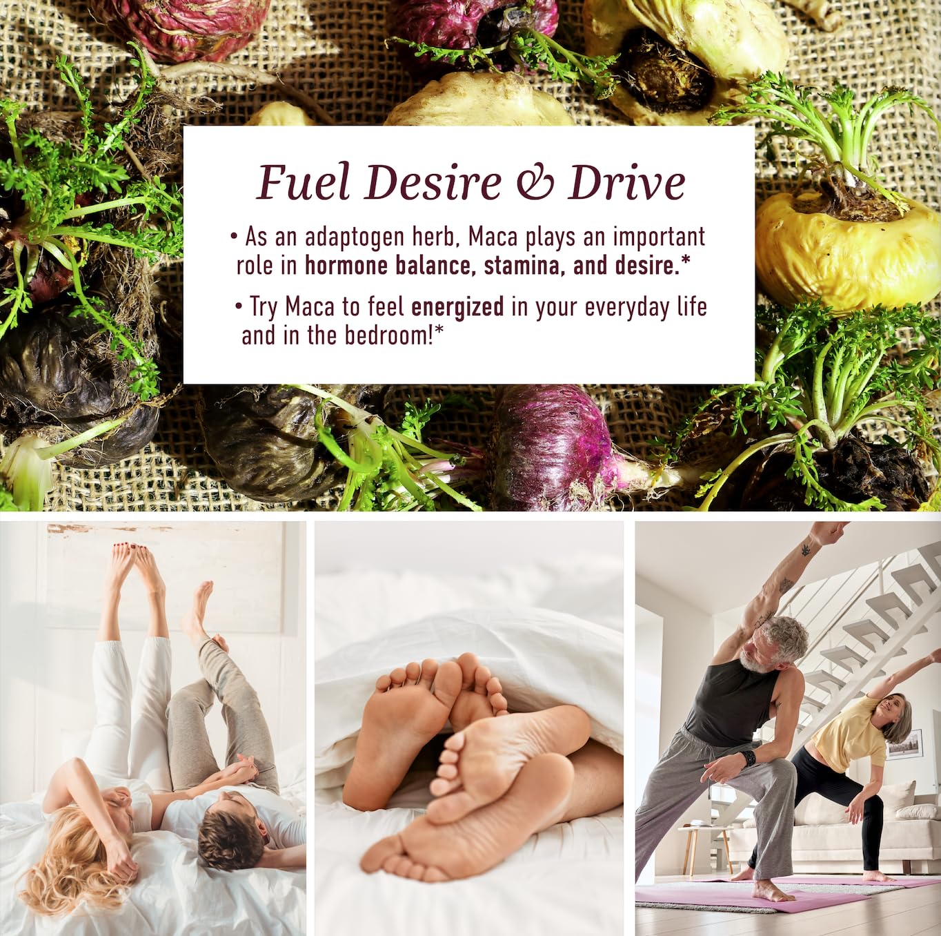 Nutrition detail showing 50mg maca root per serving