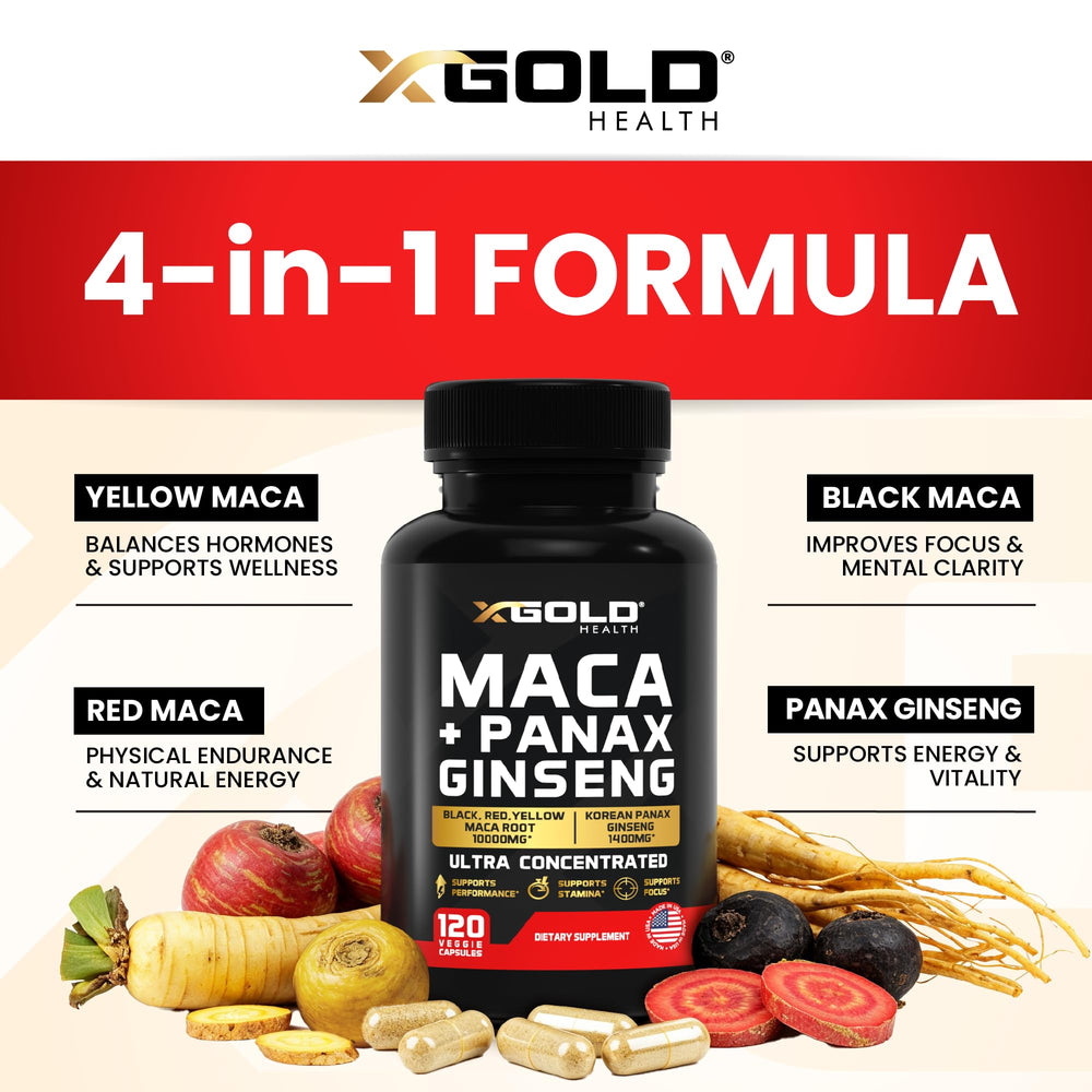 Illustration showing Maca root and Panax Ginseng